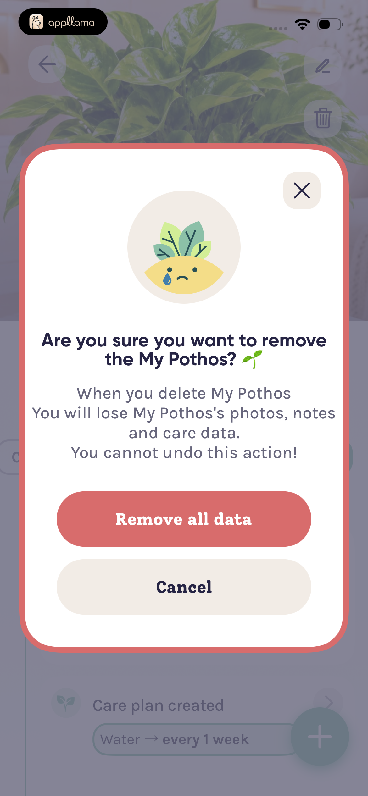 Remove Plant Confirmation