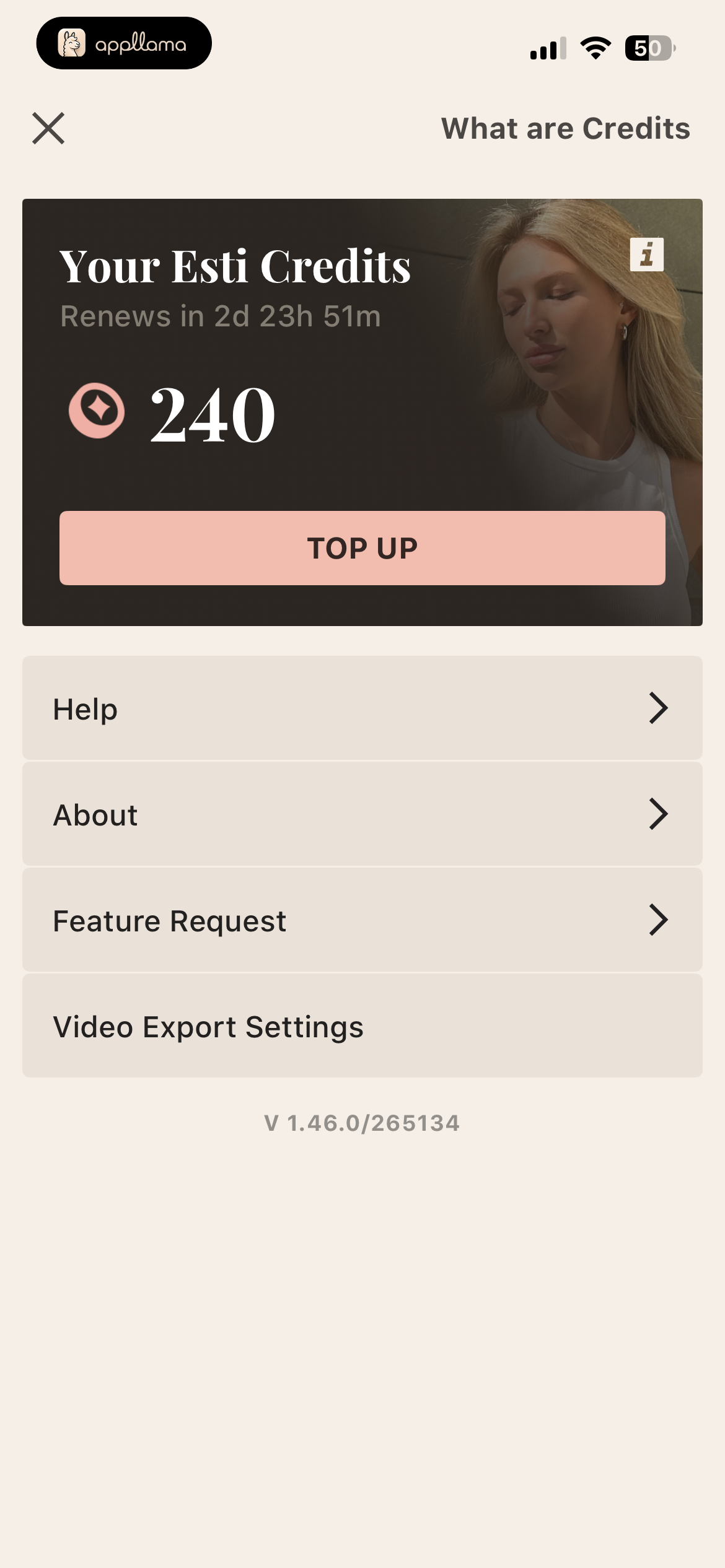 Credits & Settings