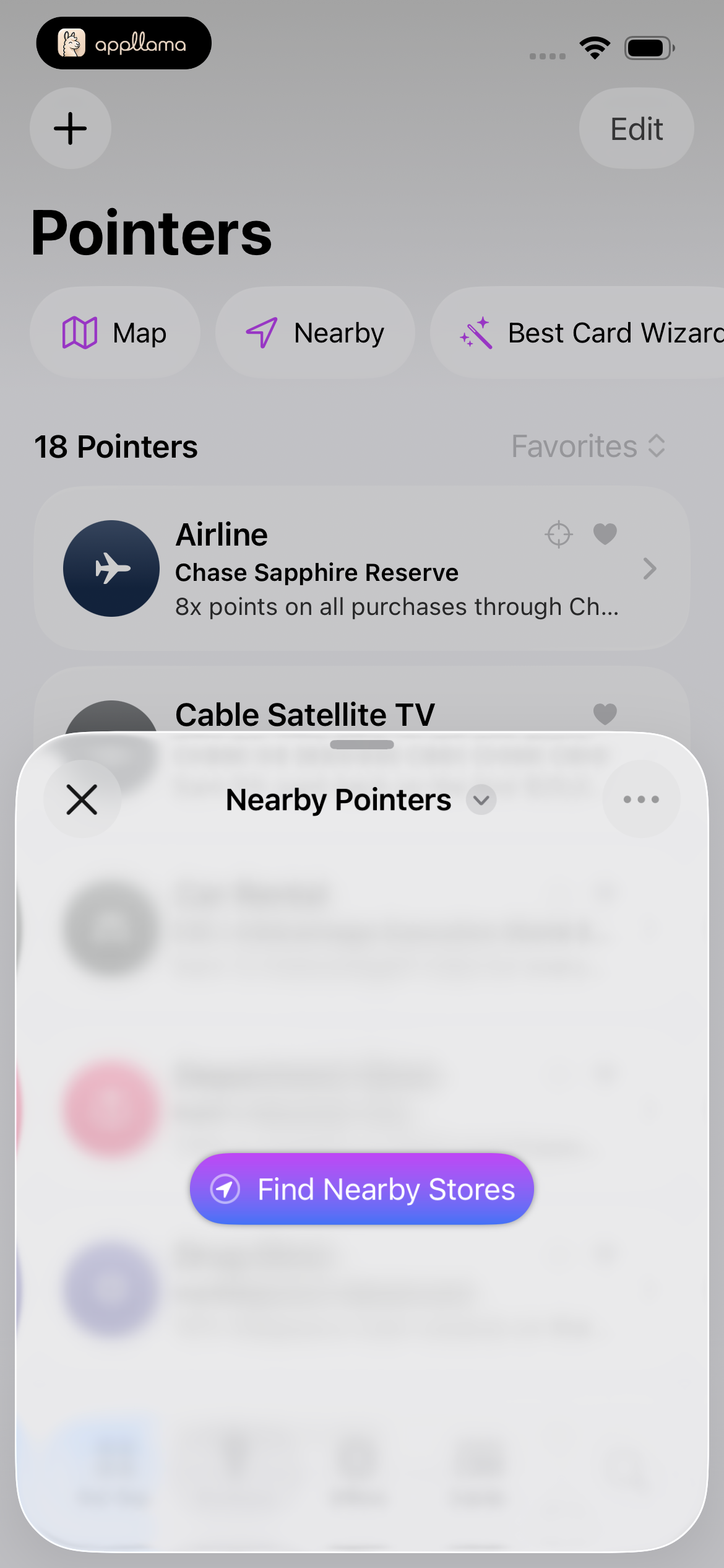 Nearby Pointers Modal
