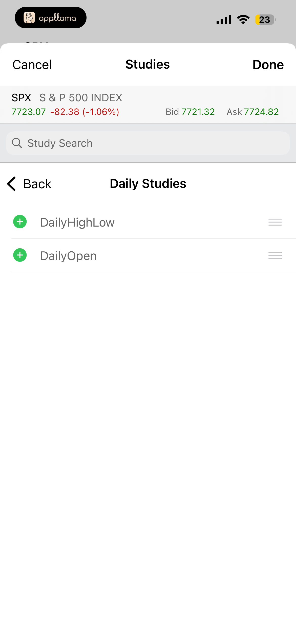 Daily Studies Selection