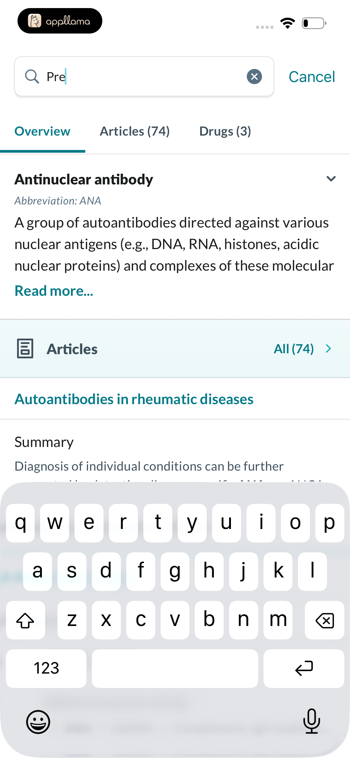 Search Results with Keyboard