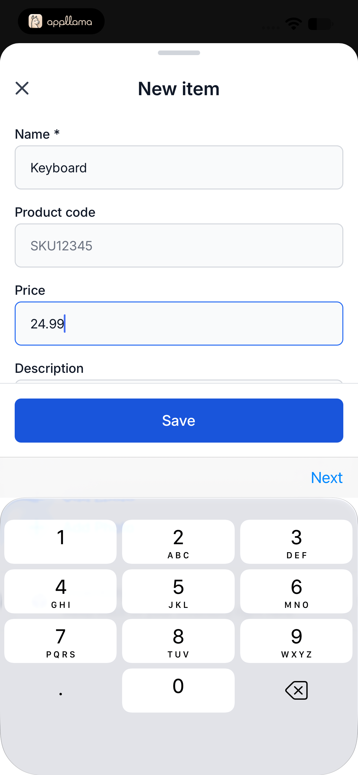 New Item Form