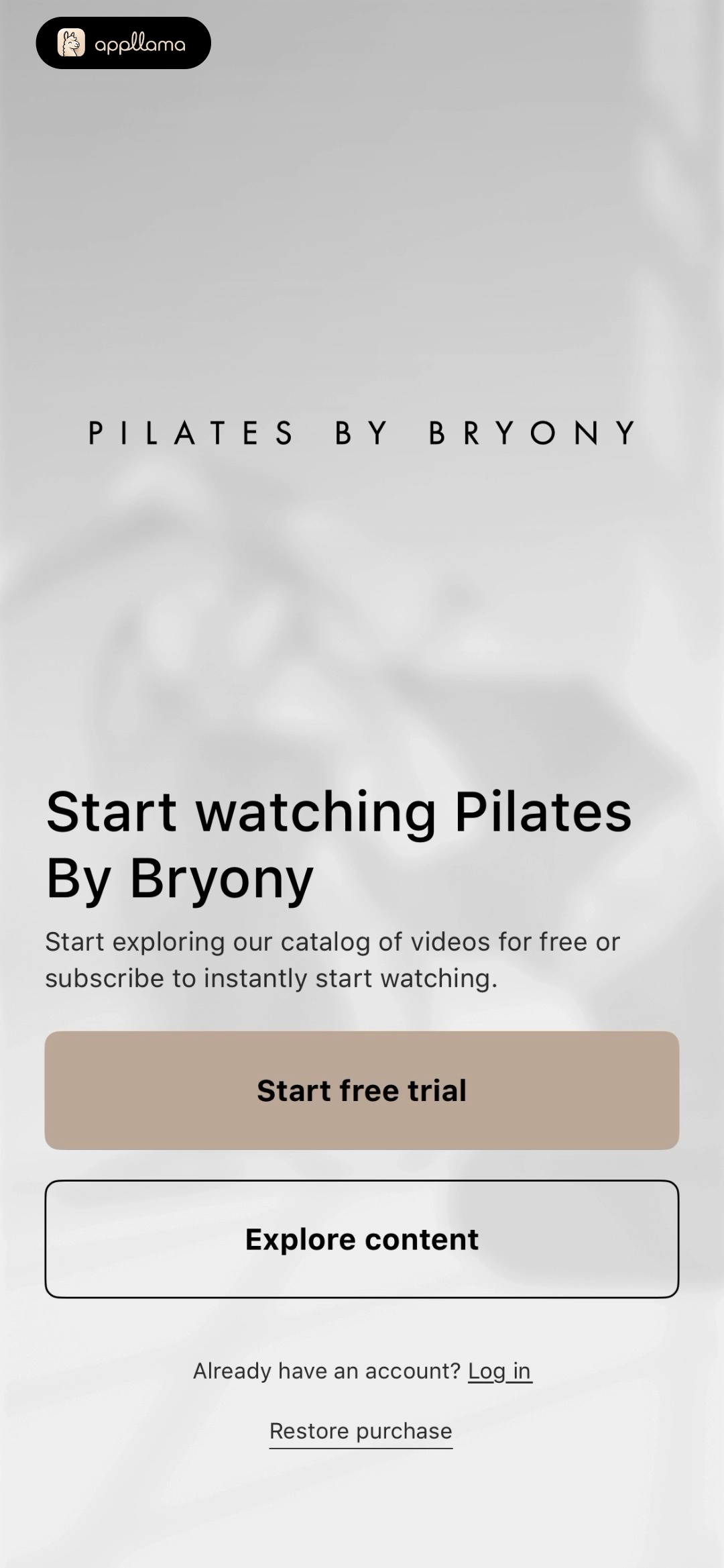 Pilates by Bryony home screen