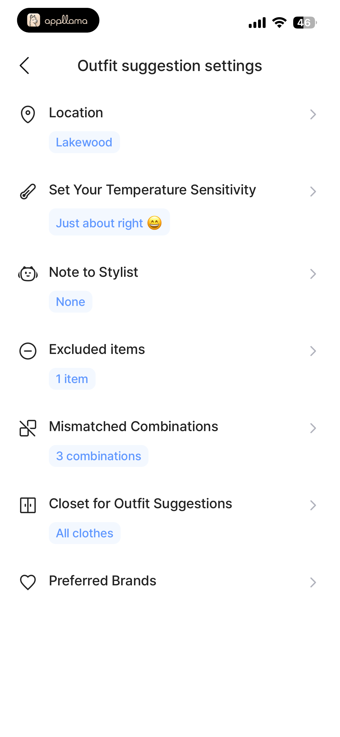 Suggestion Settings