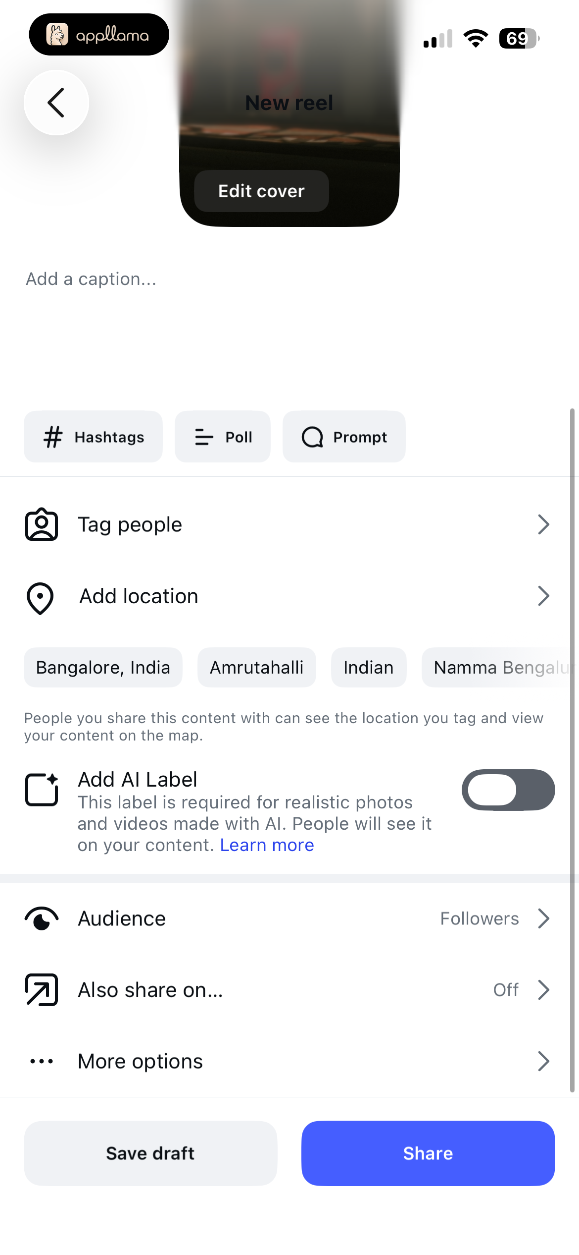 Reel Sharing Settings