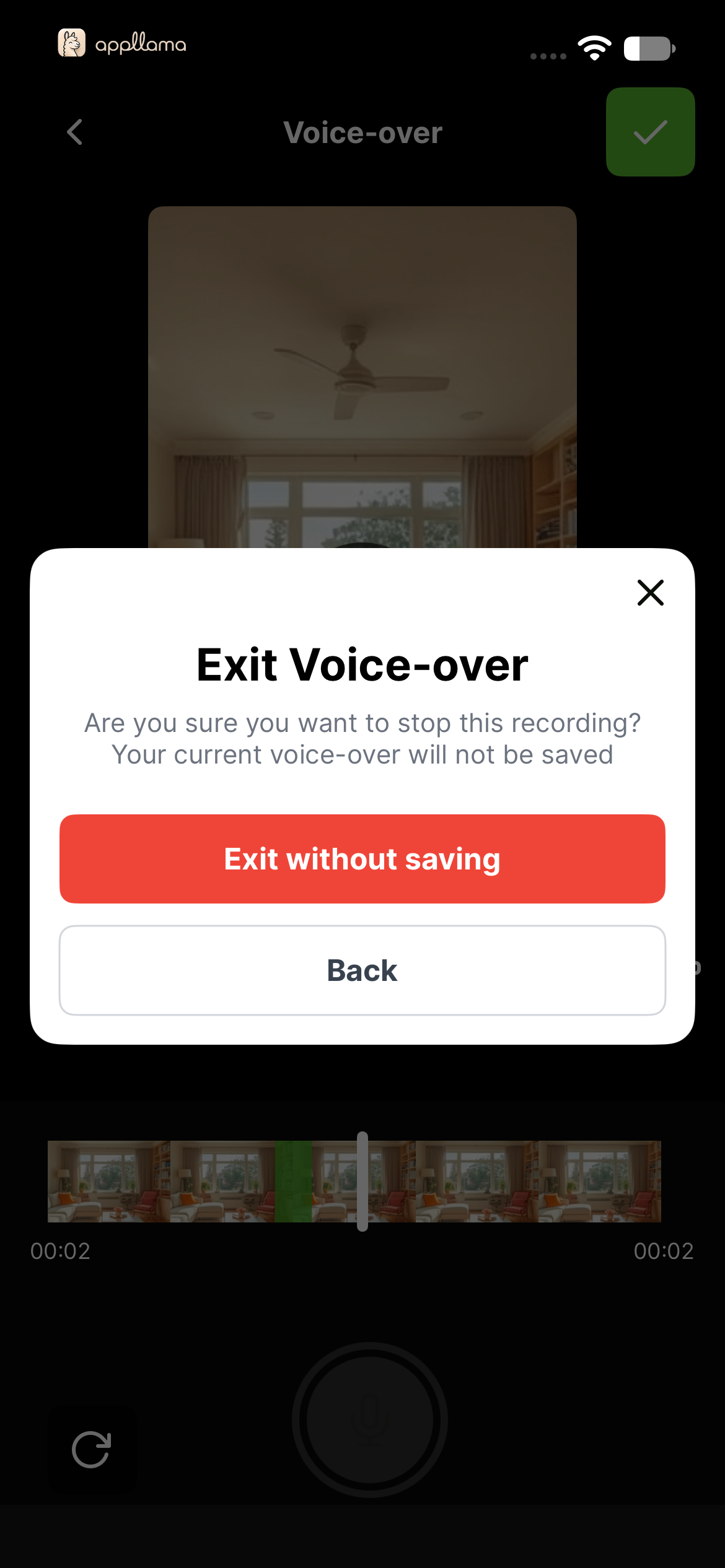 Exit Voiceover Alert