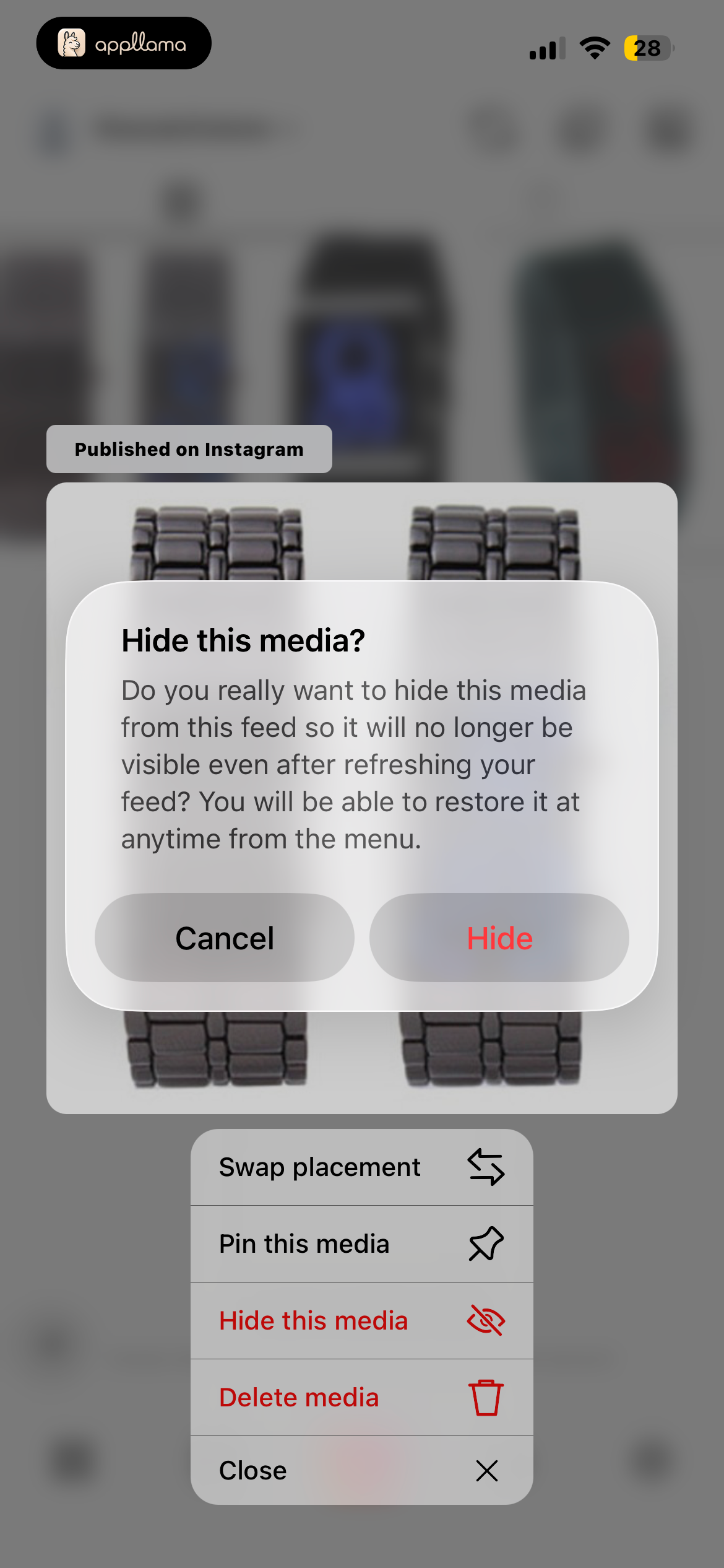 Hide Media Confirm