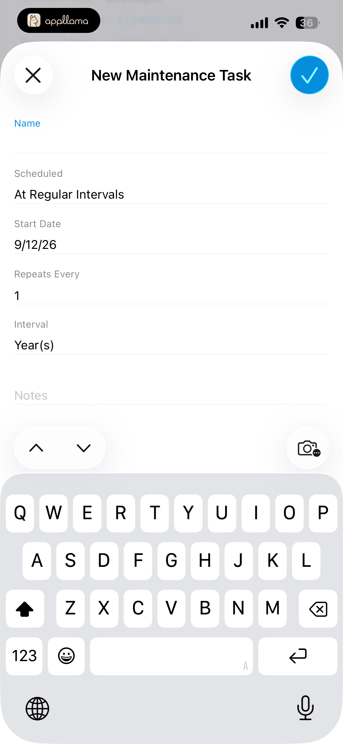 New Maintenance Task