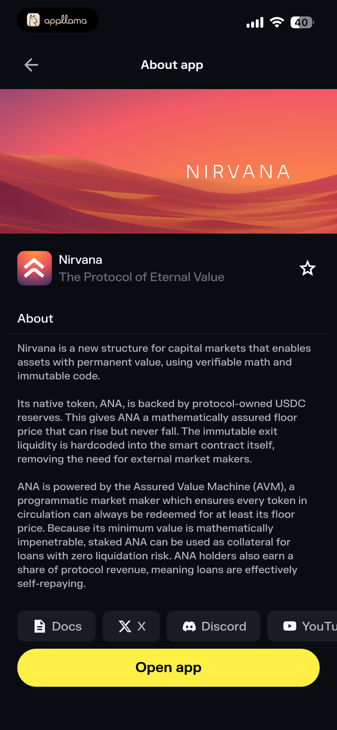 Nirvana dApp Details