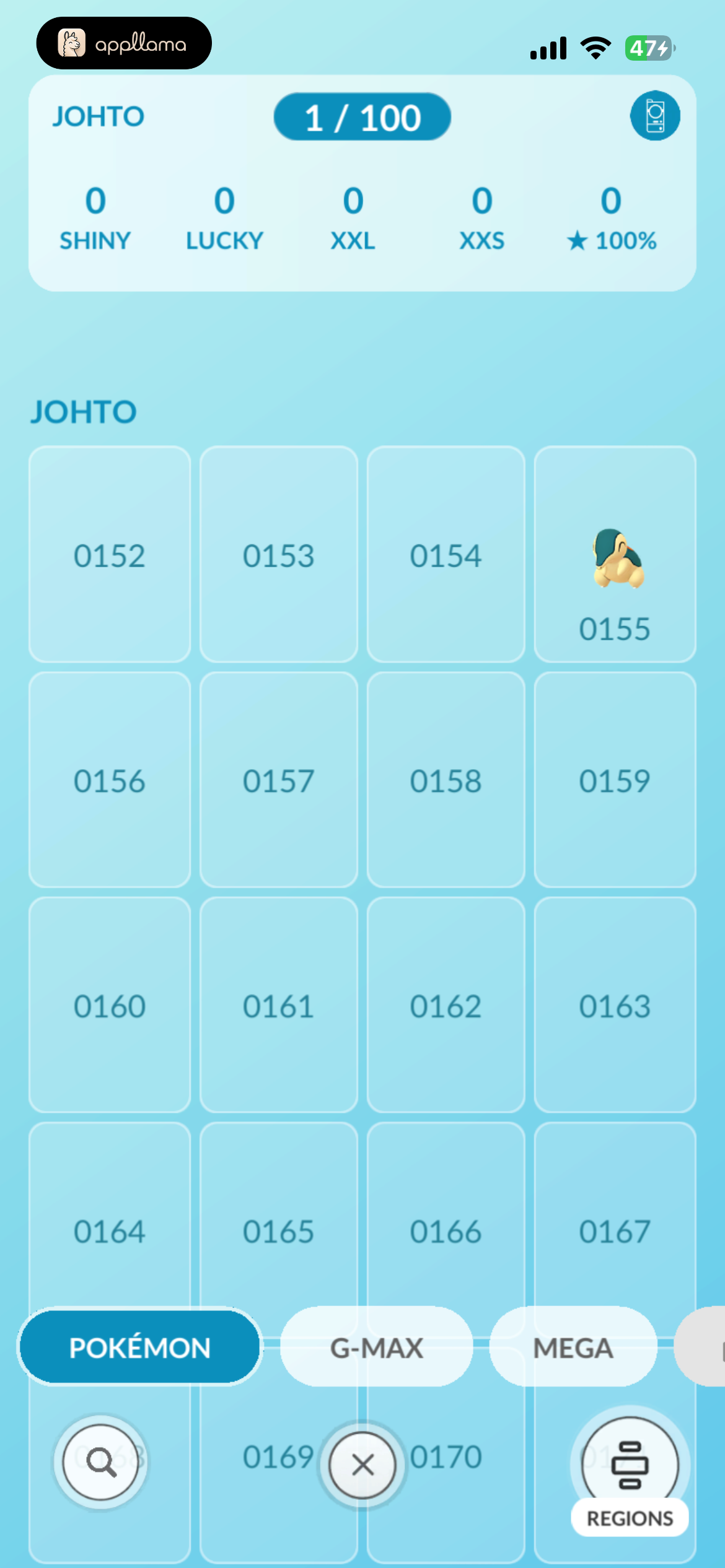 Johto Pokédex Grid
