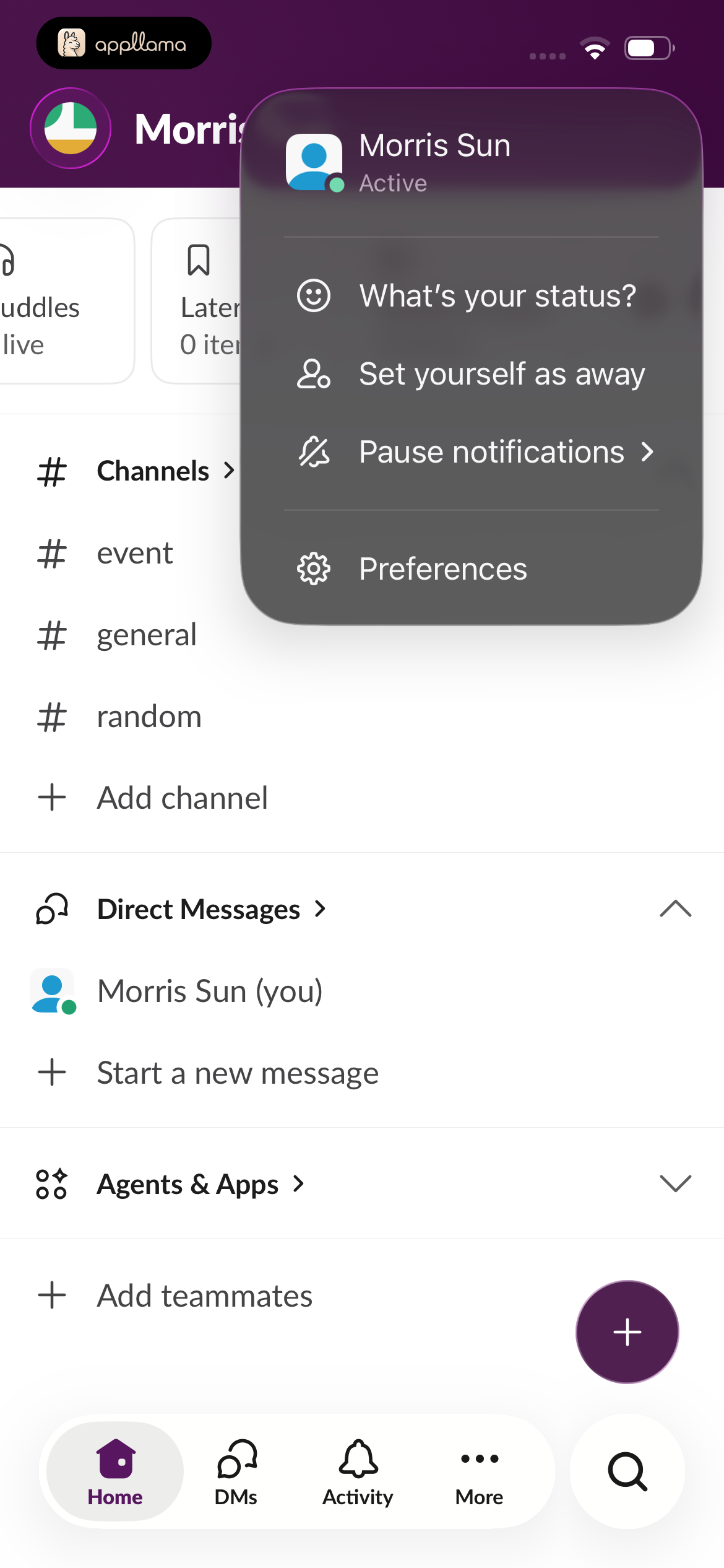 Home Profile Menu