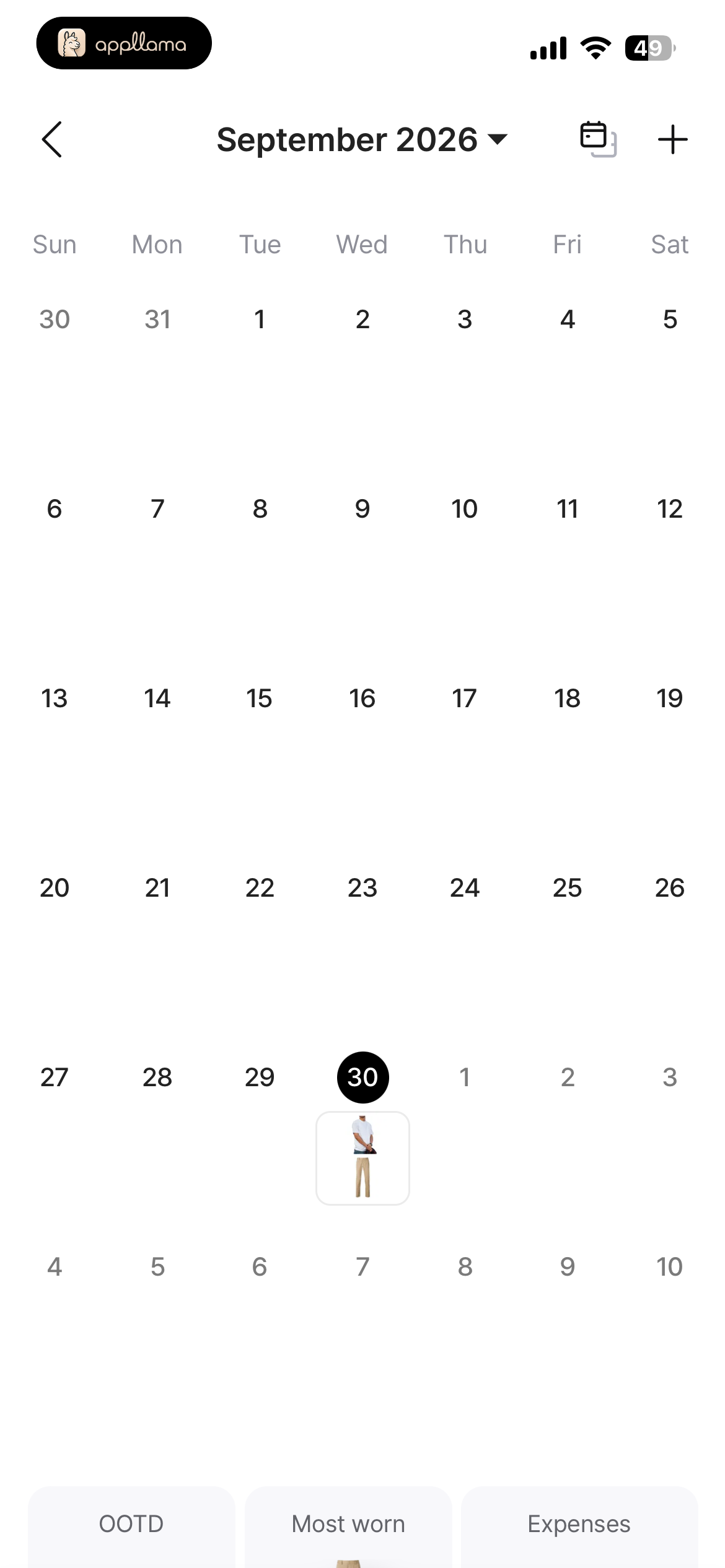 OOTD Calendar