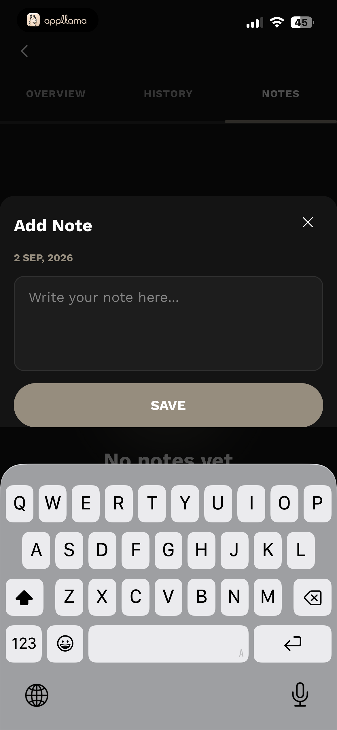 Add Workout Note