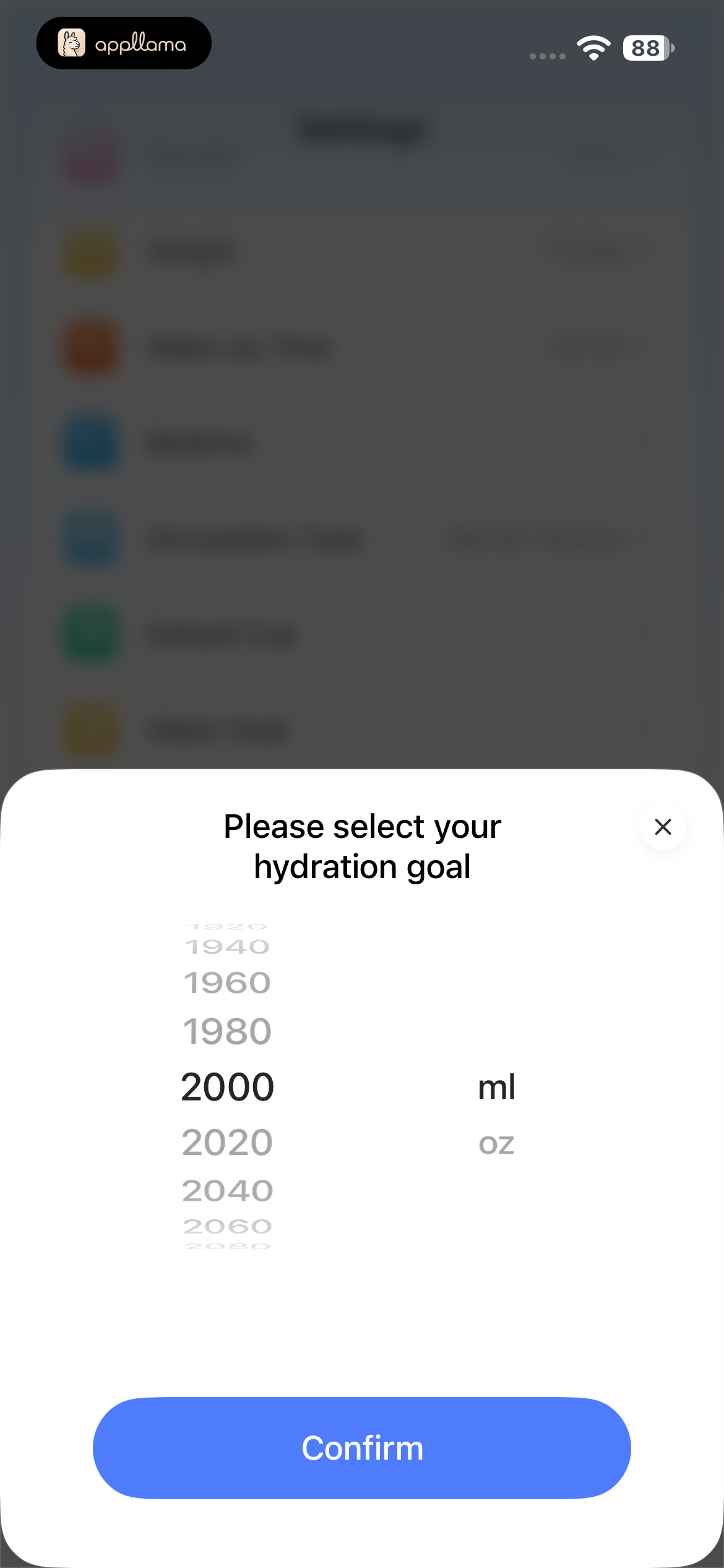 Hydration Goal Picker