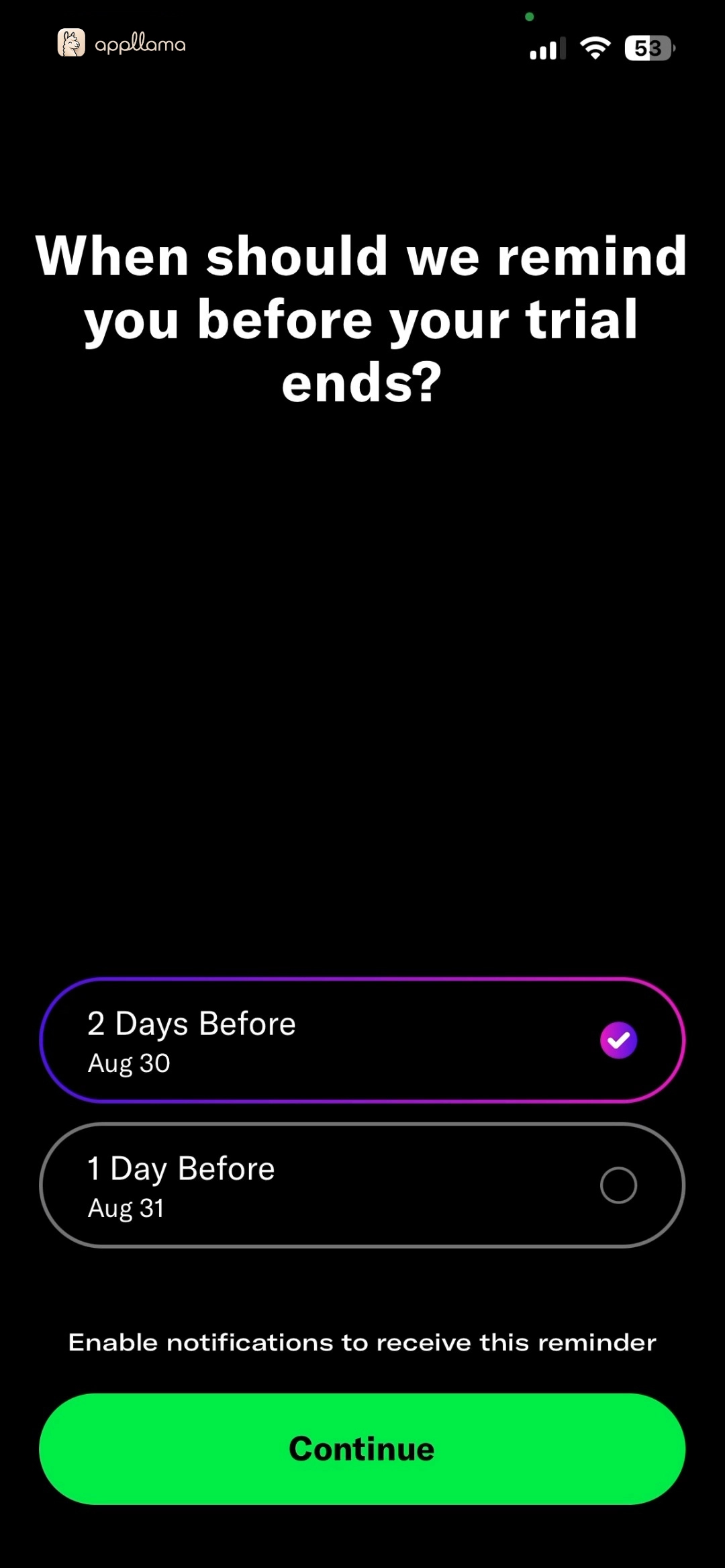 Trial Reminder Setup