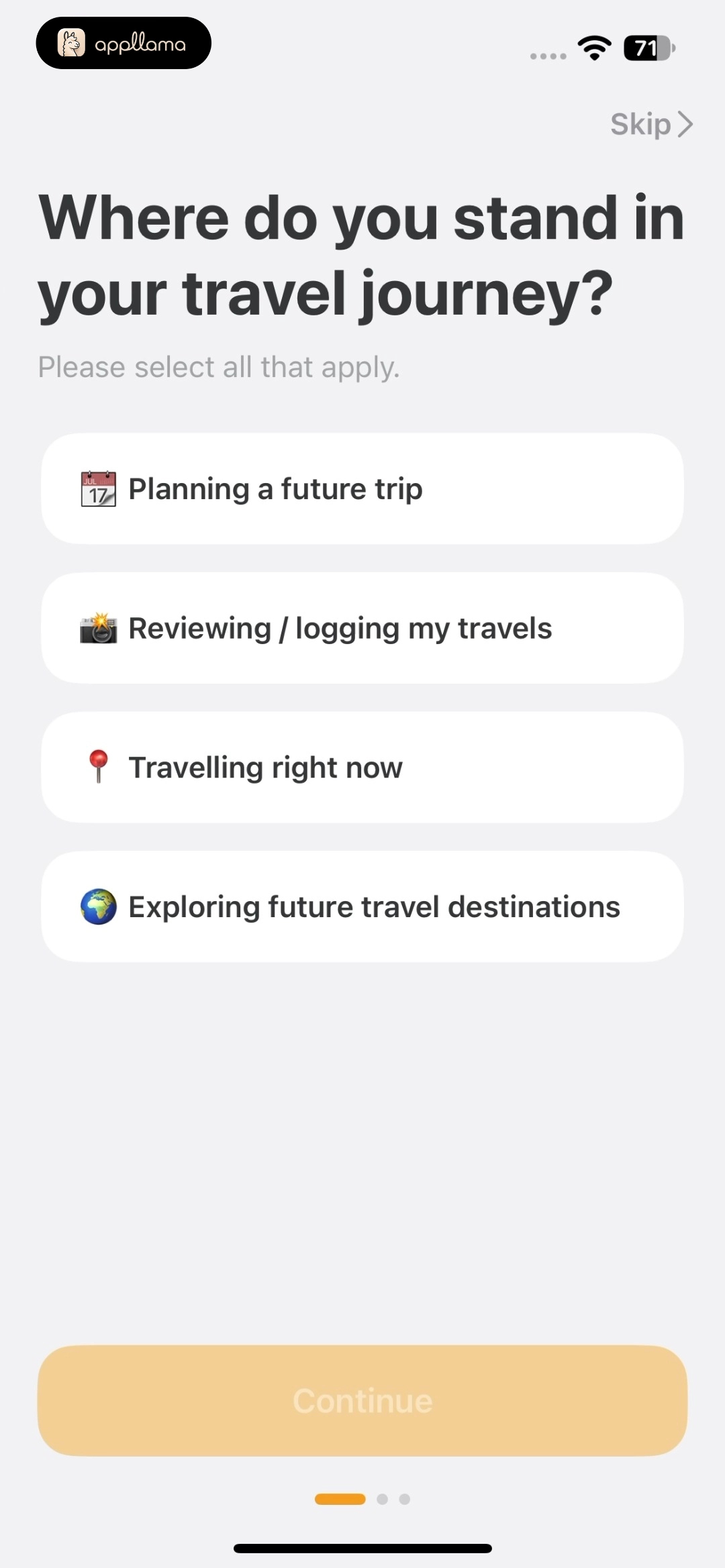 Travel Journey Selection