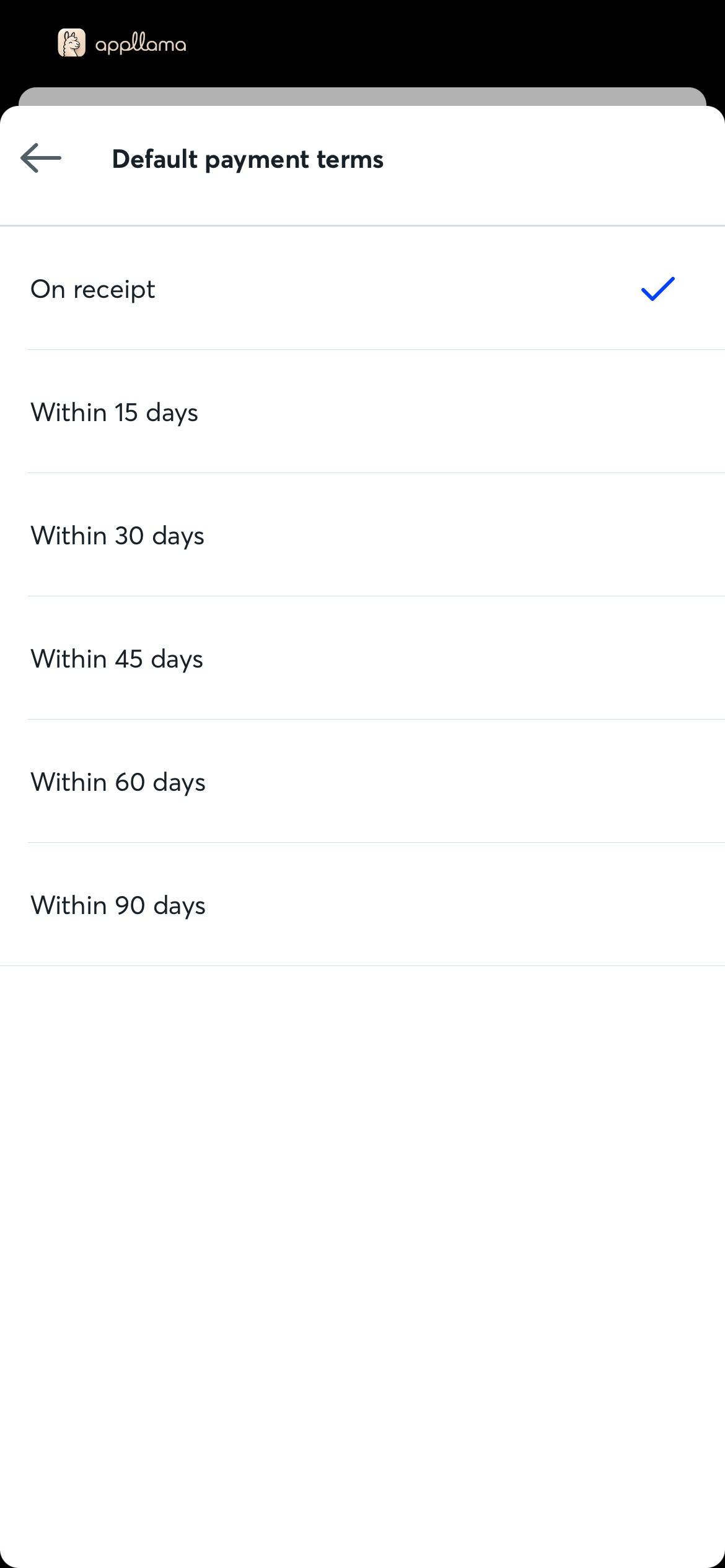 Default Payment Terms