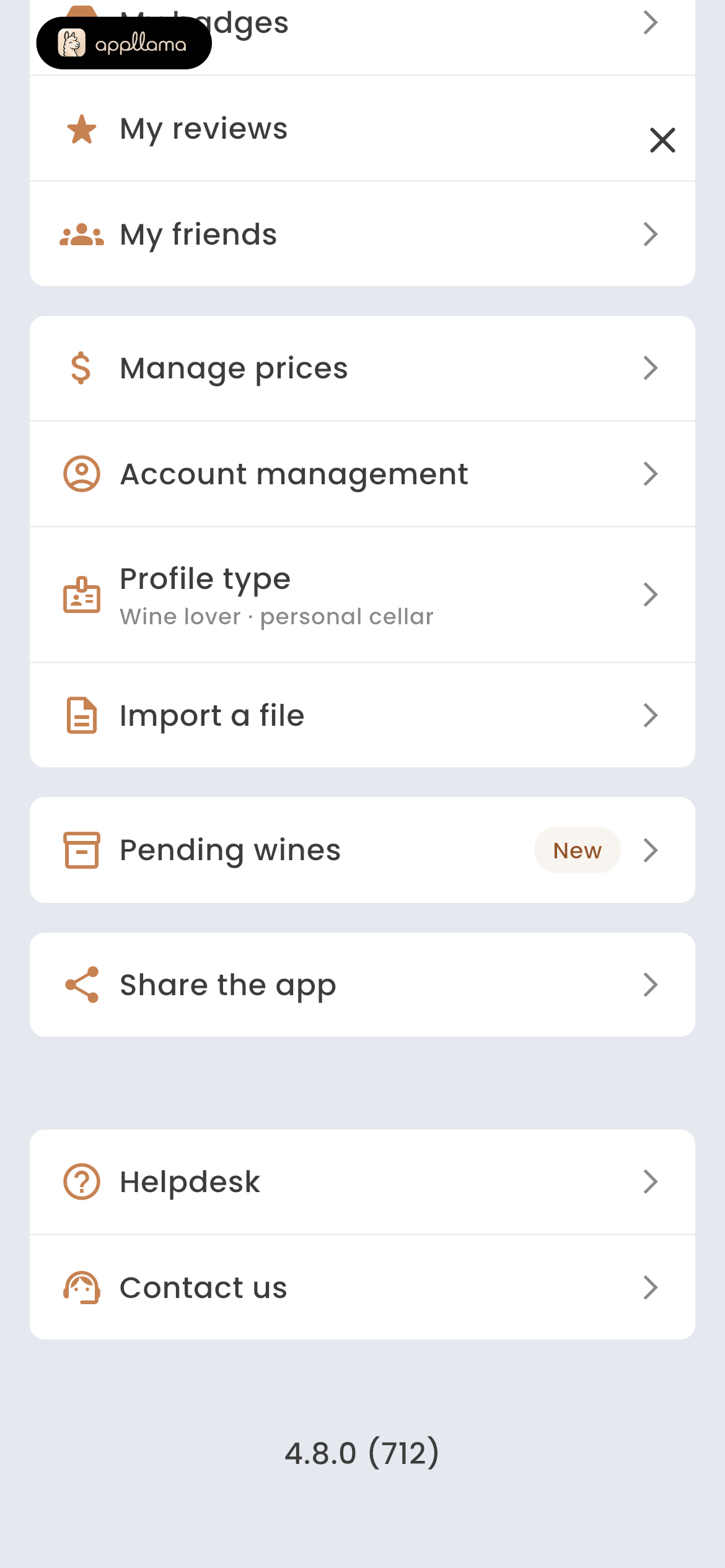 Profile Menu Scrolled