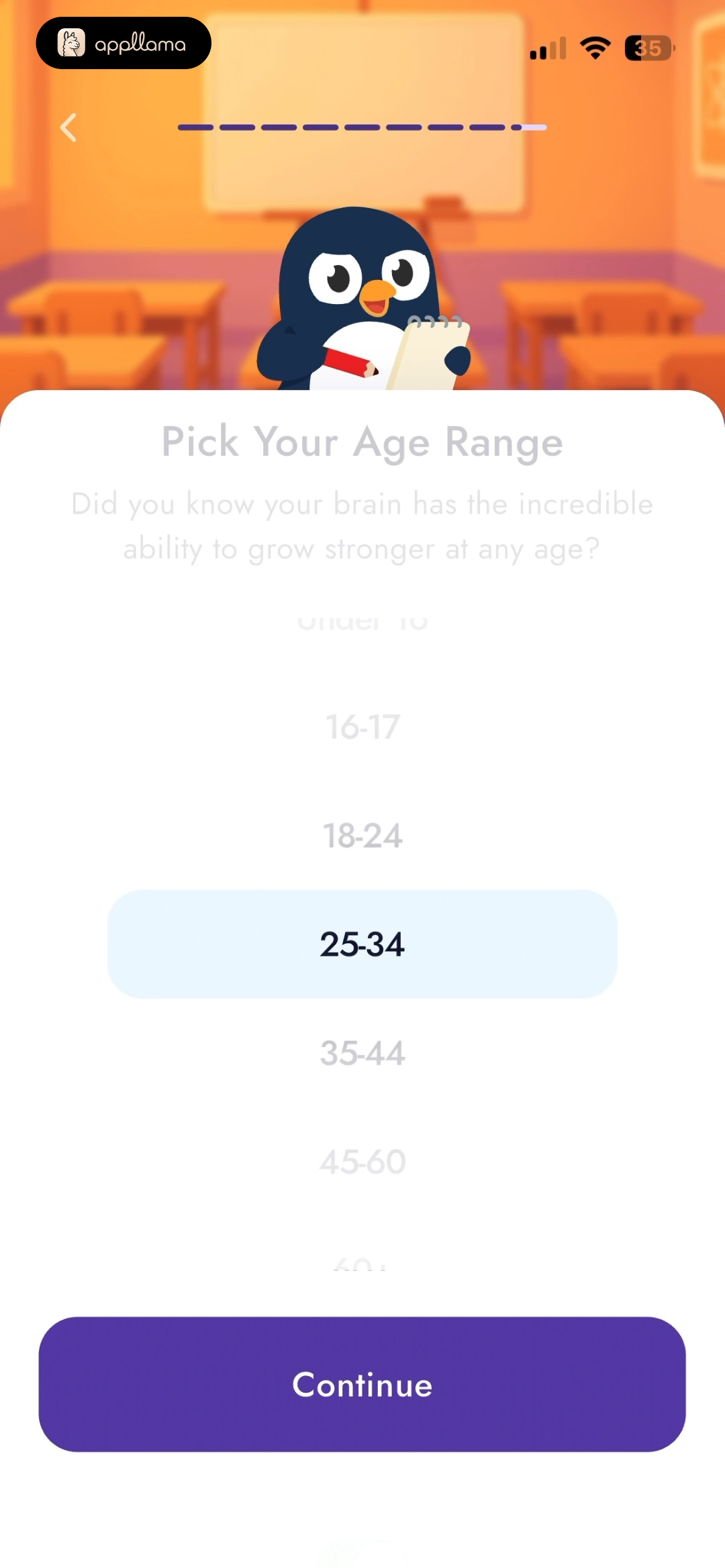 Age Range Selection