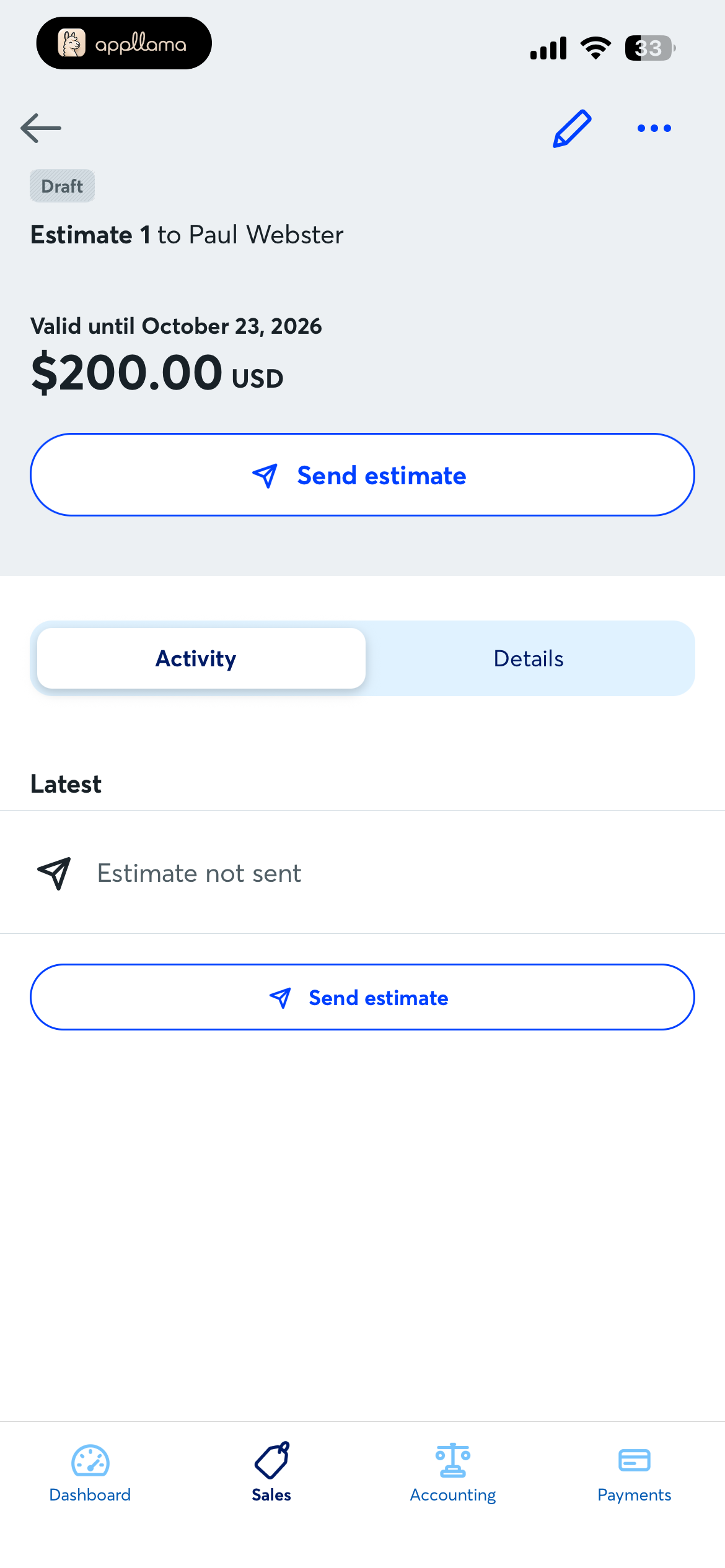 Estimate Activity