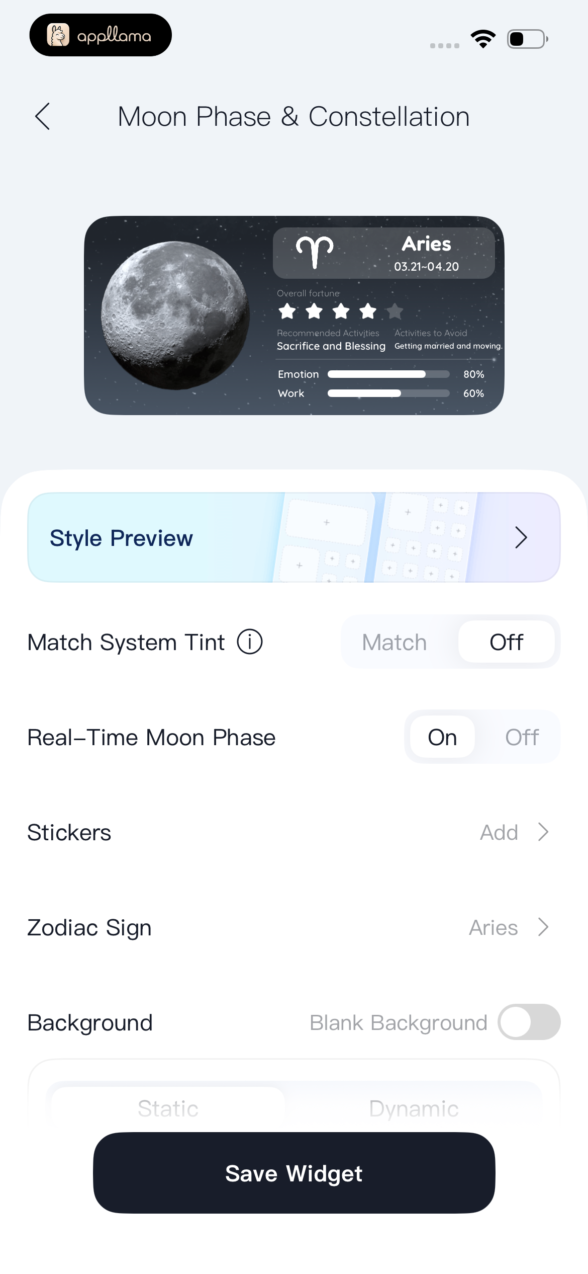 Moon Widget Editor