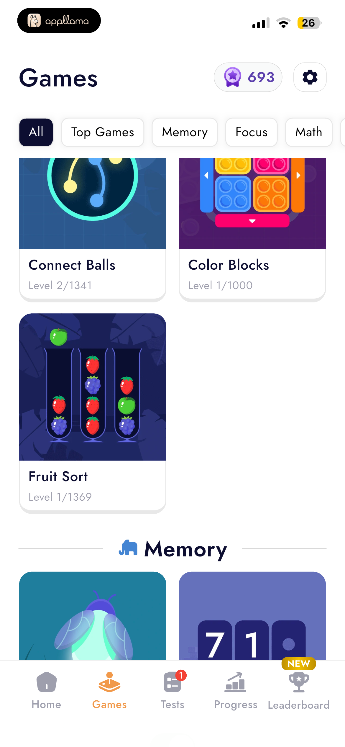 Games Catalog Scrolled