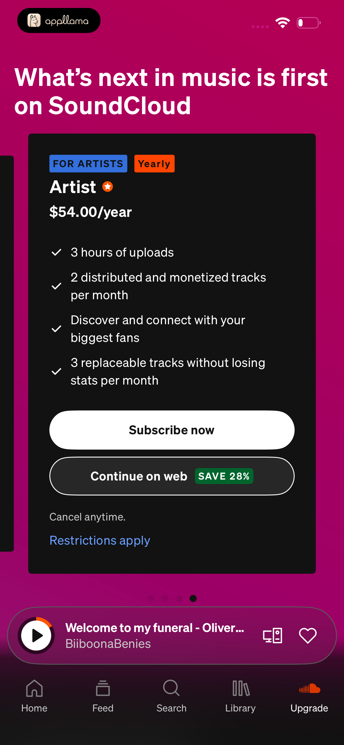 Artist Yearly Offer
