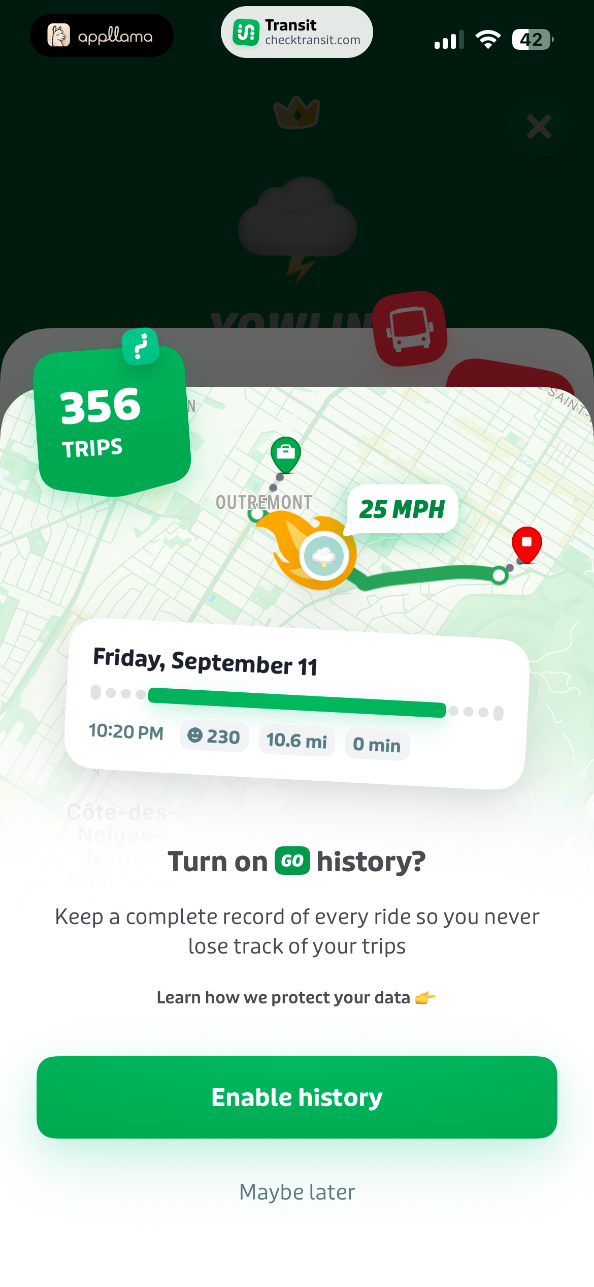 Enable Trip History