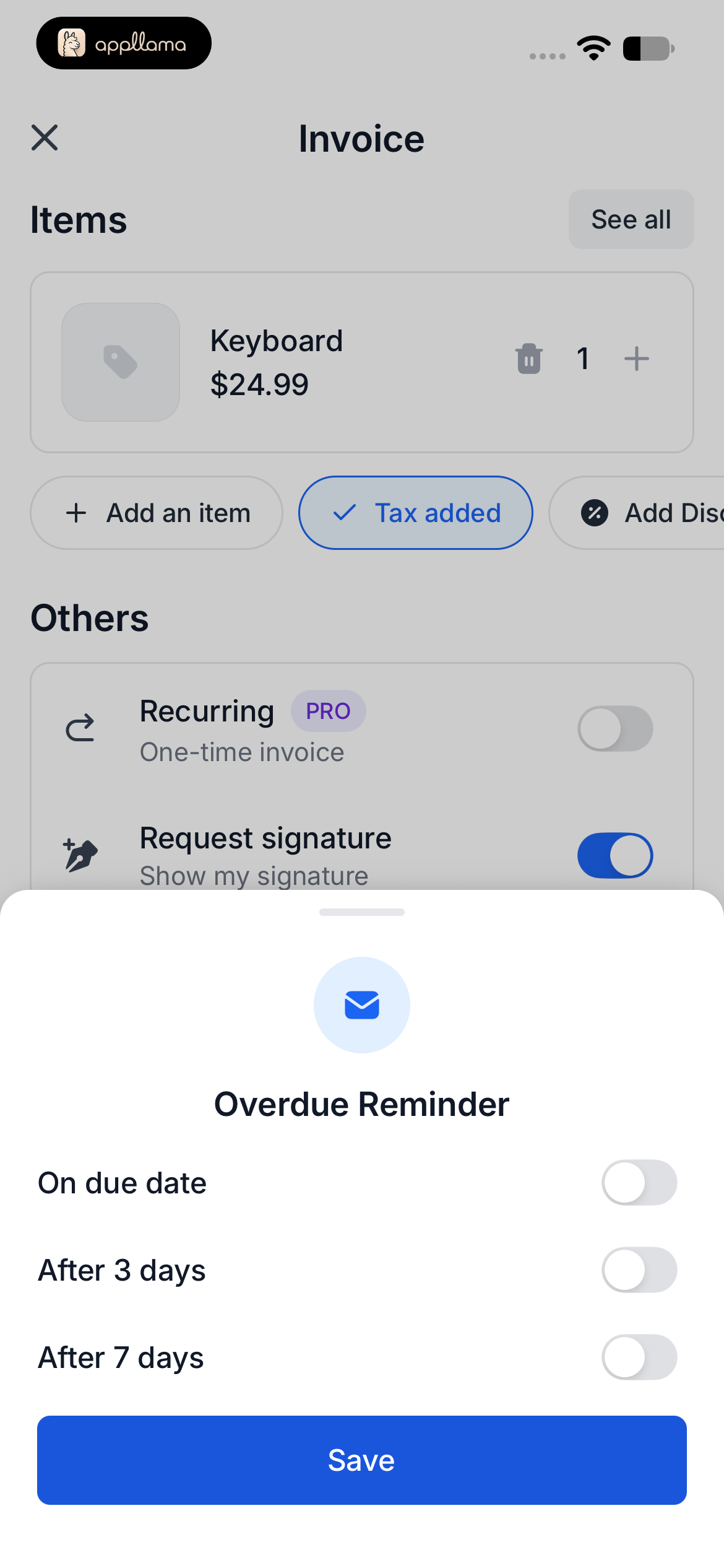 Overdue Reminder Settings