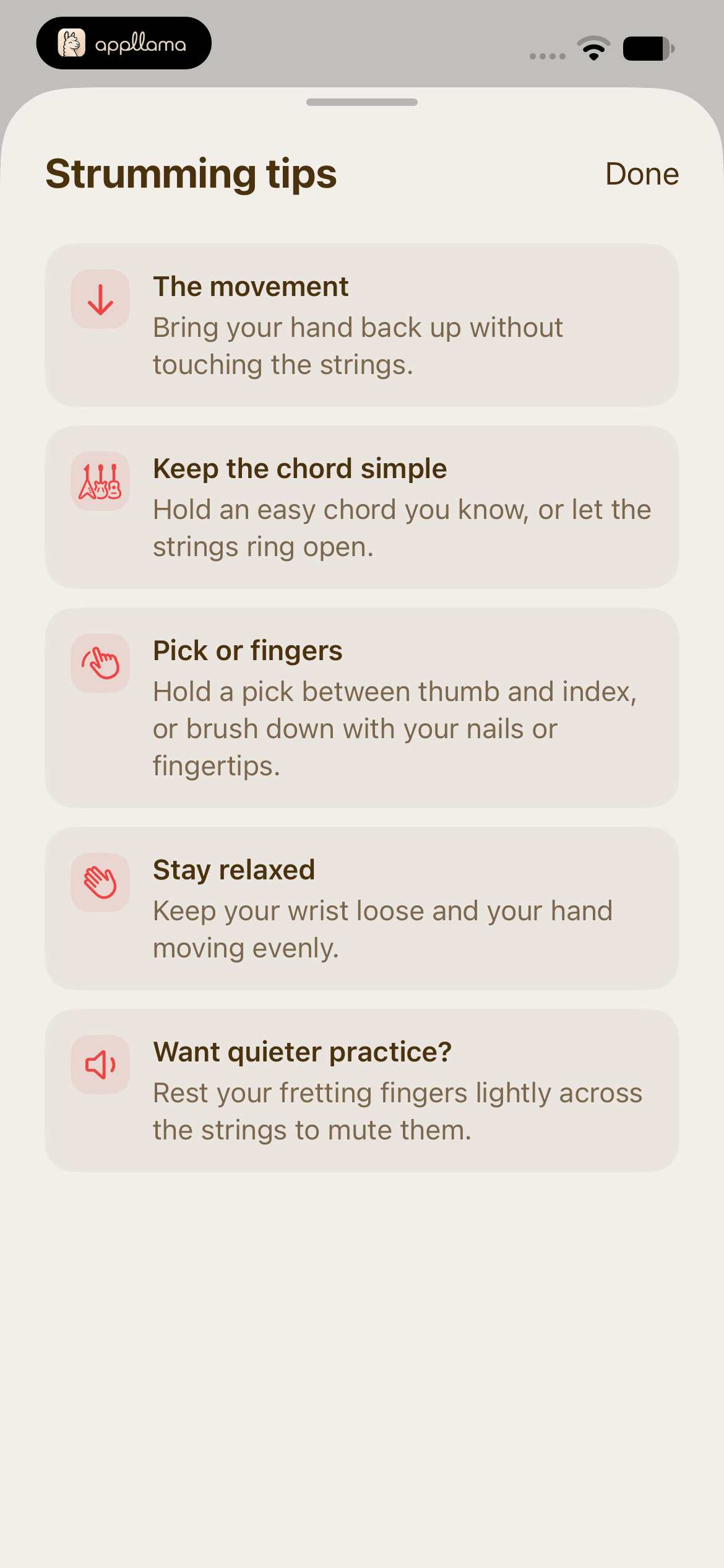 Strumming Tips Sheet