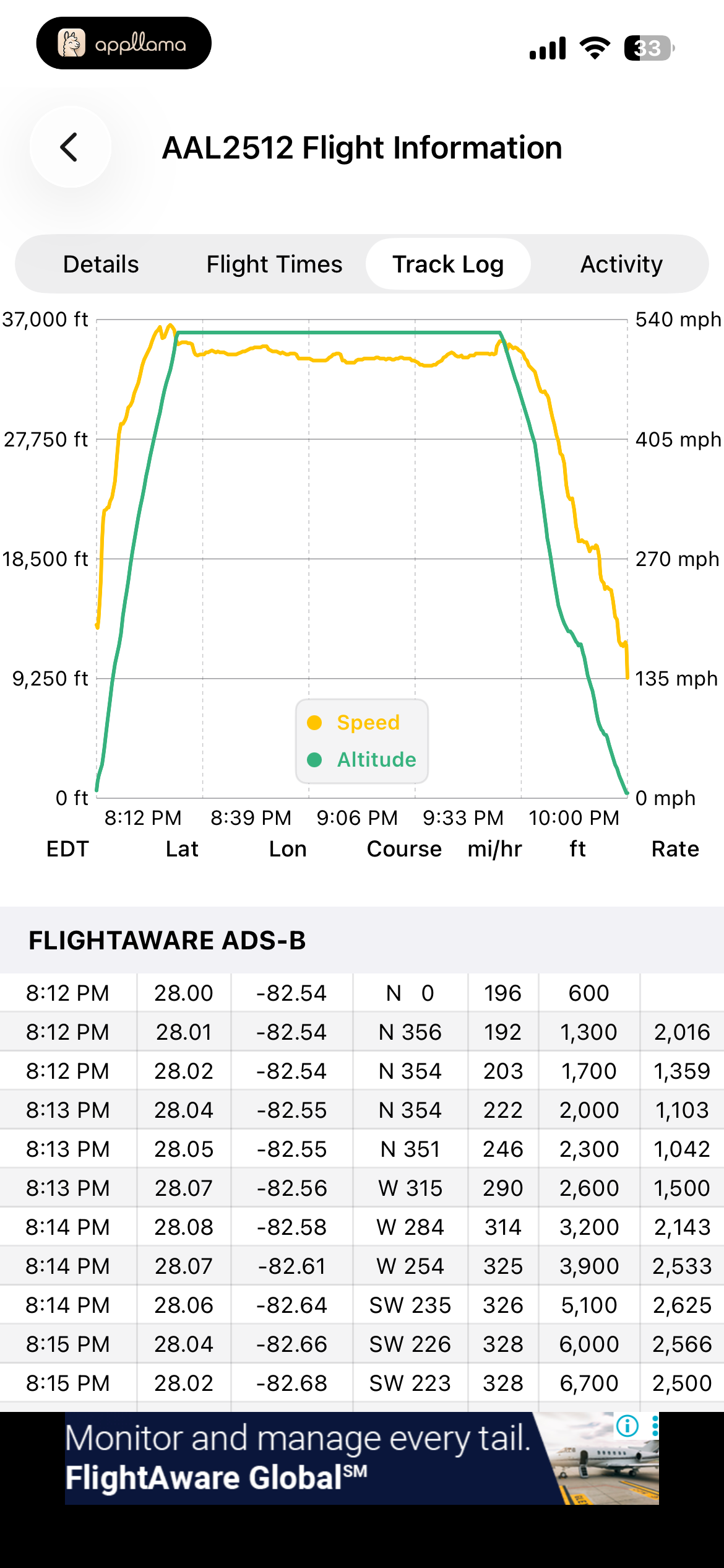 Flight Track Log