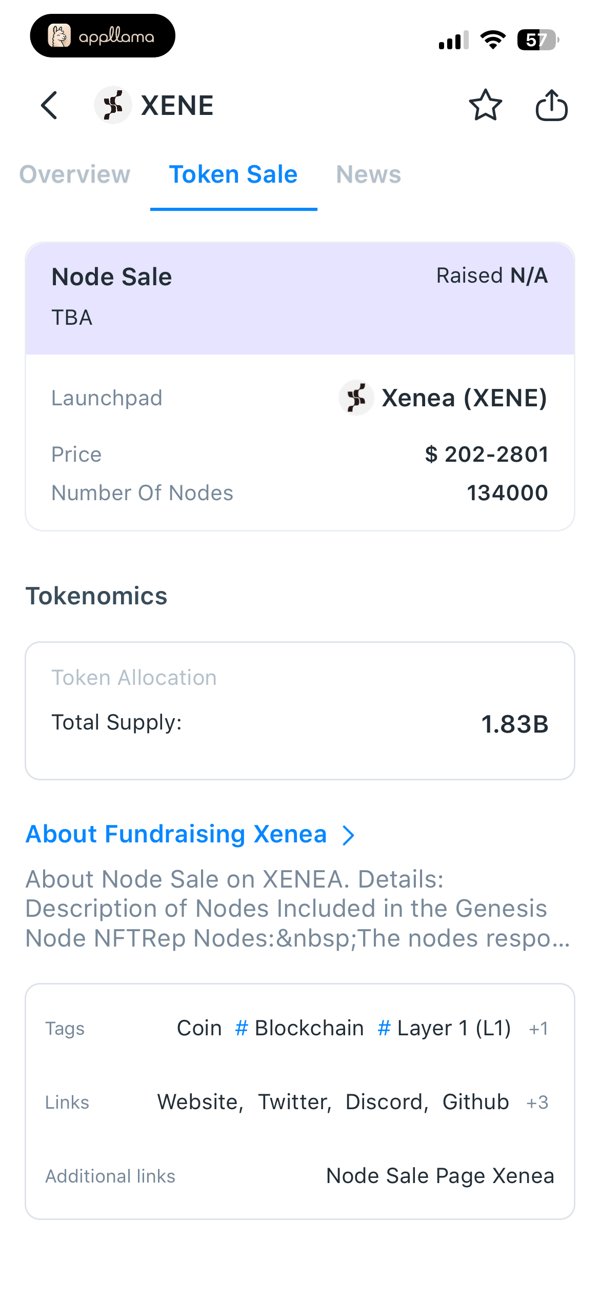 XENE Node Sale Details