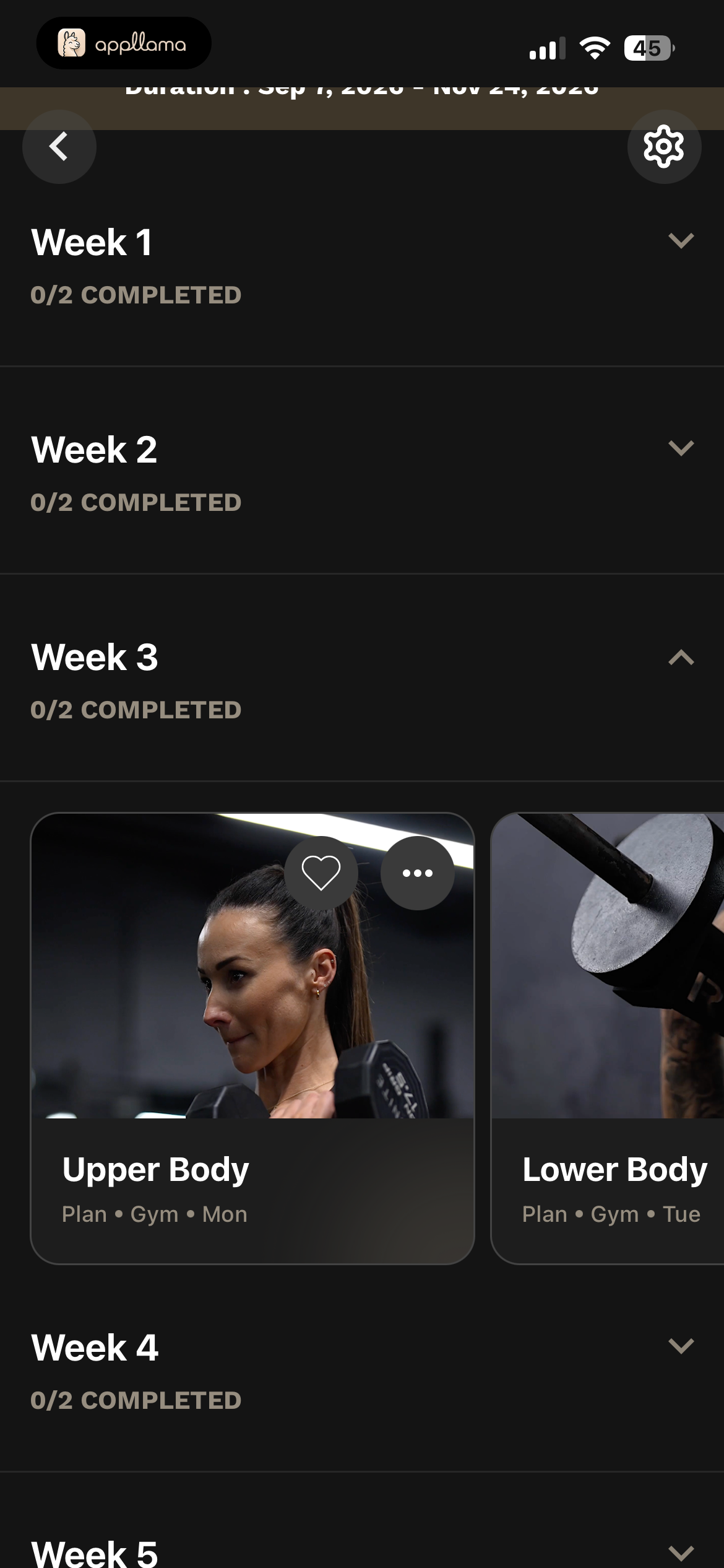 Plan Week Workouts