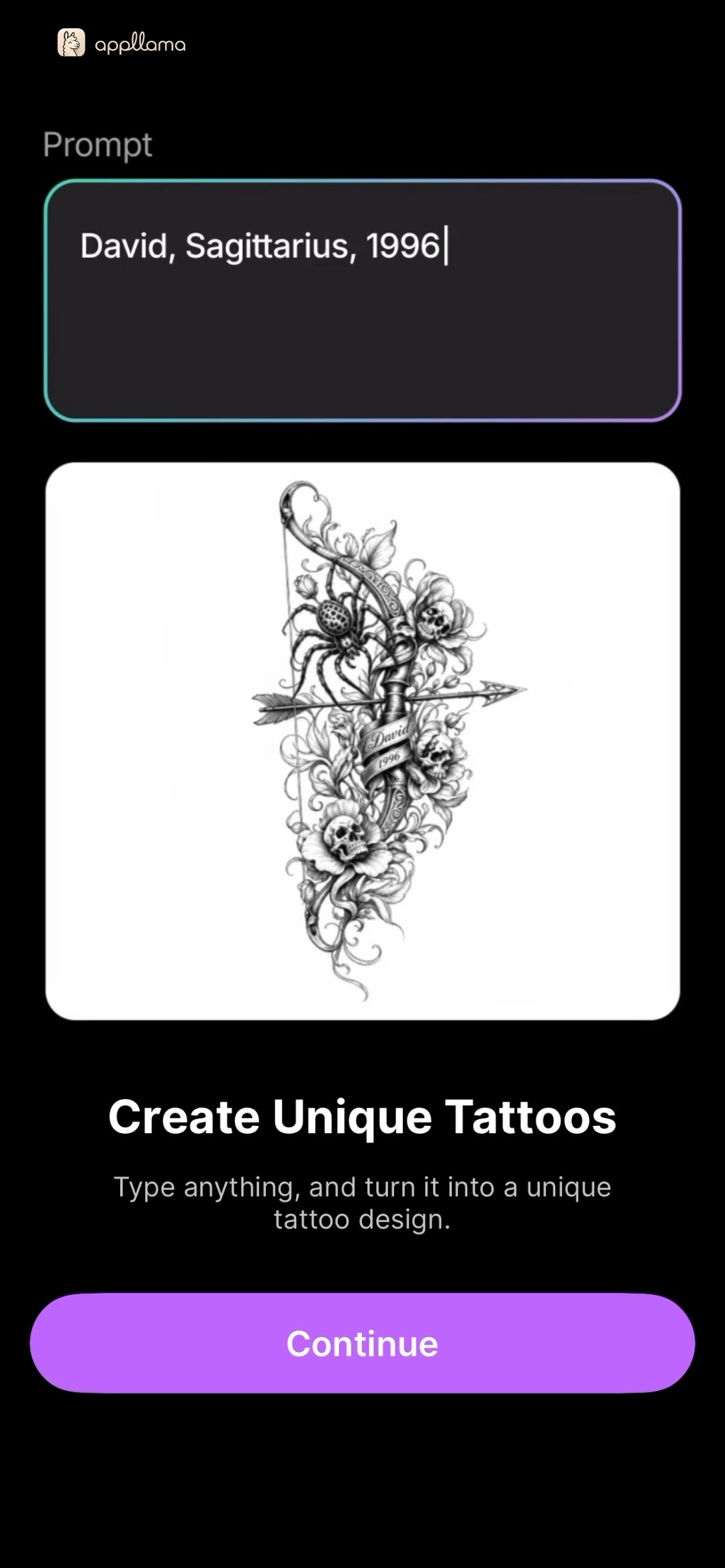 Tattoo Prompt Entry