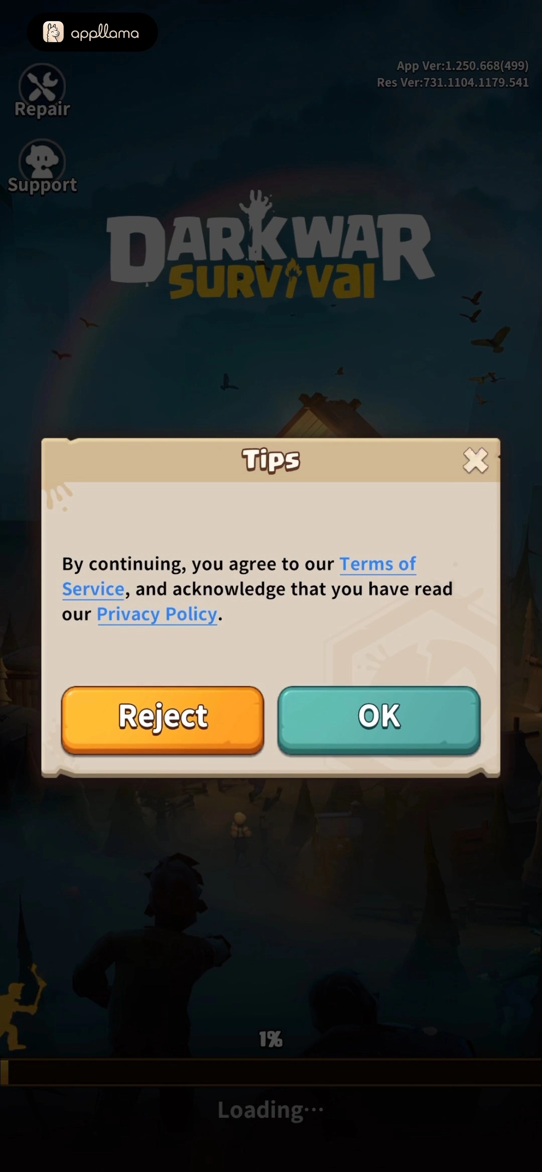 Terms Agreement Dialog