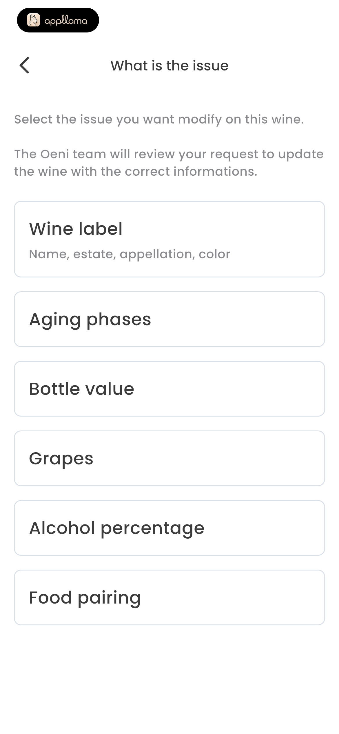 Wine Issue Category