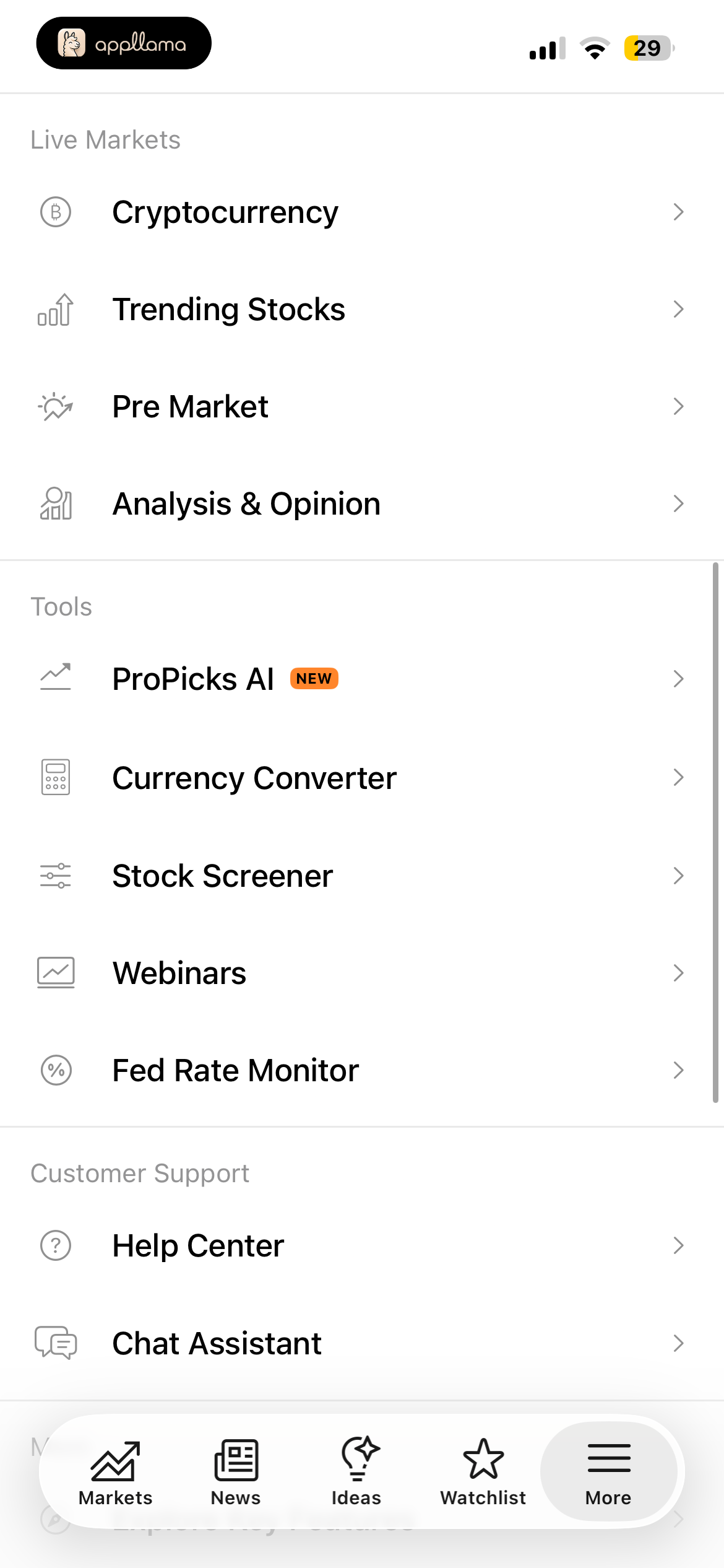 More Menu Tools