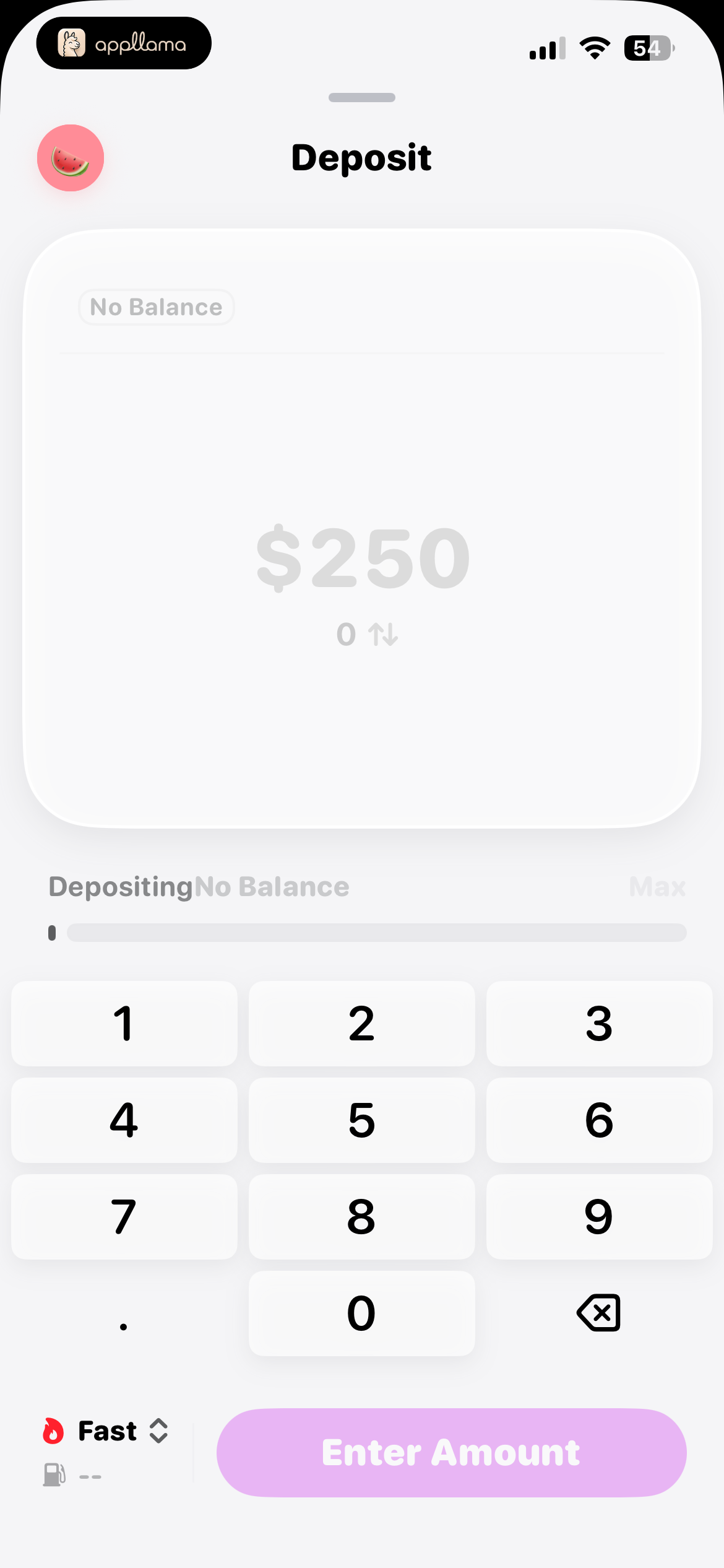 Deposit Amount Entry