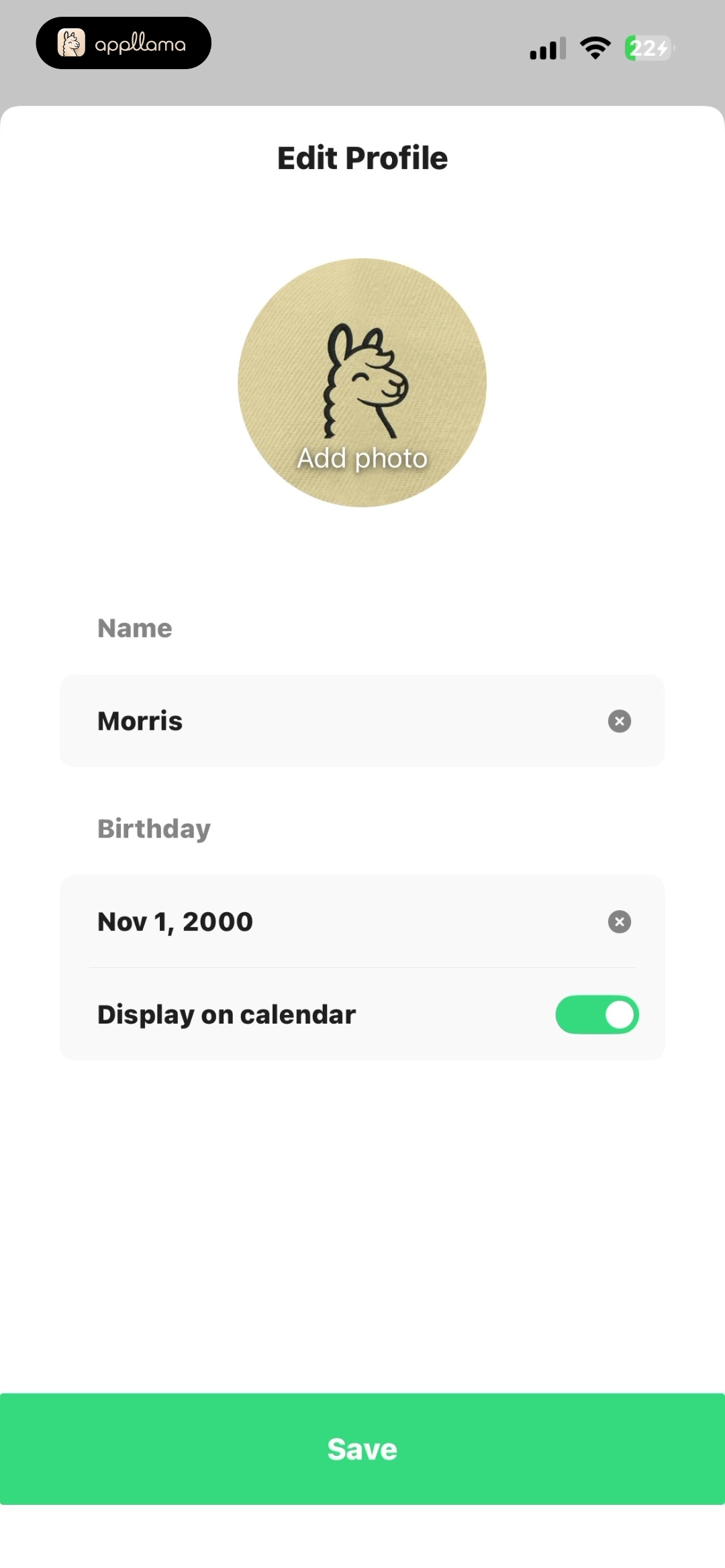 Edit Profile with Photo