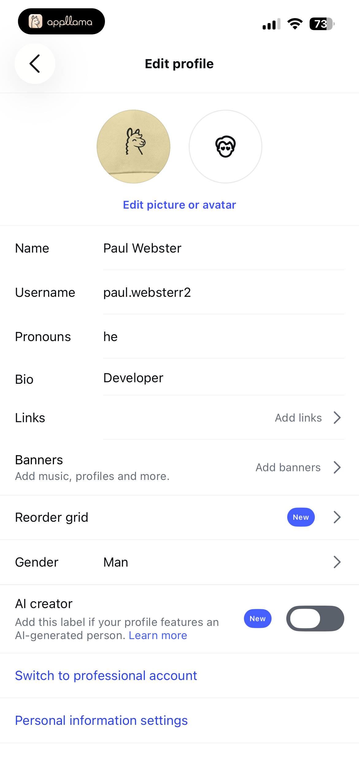 Edit Profile