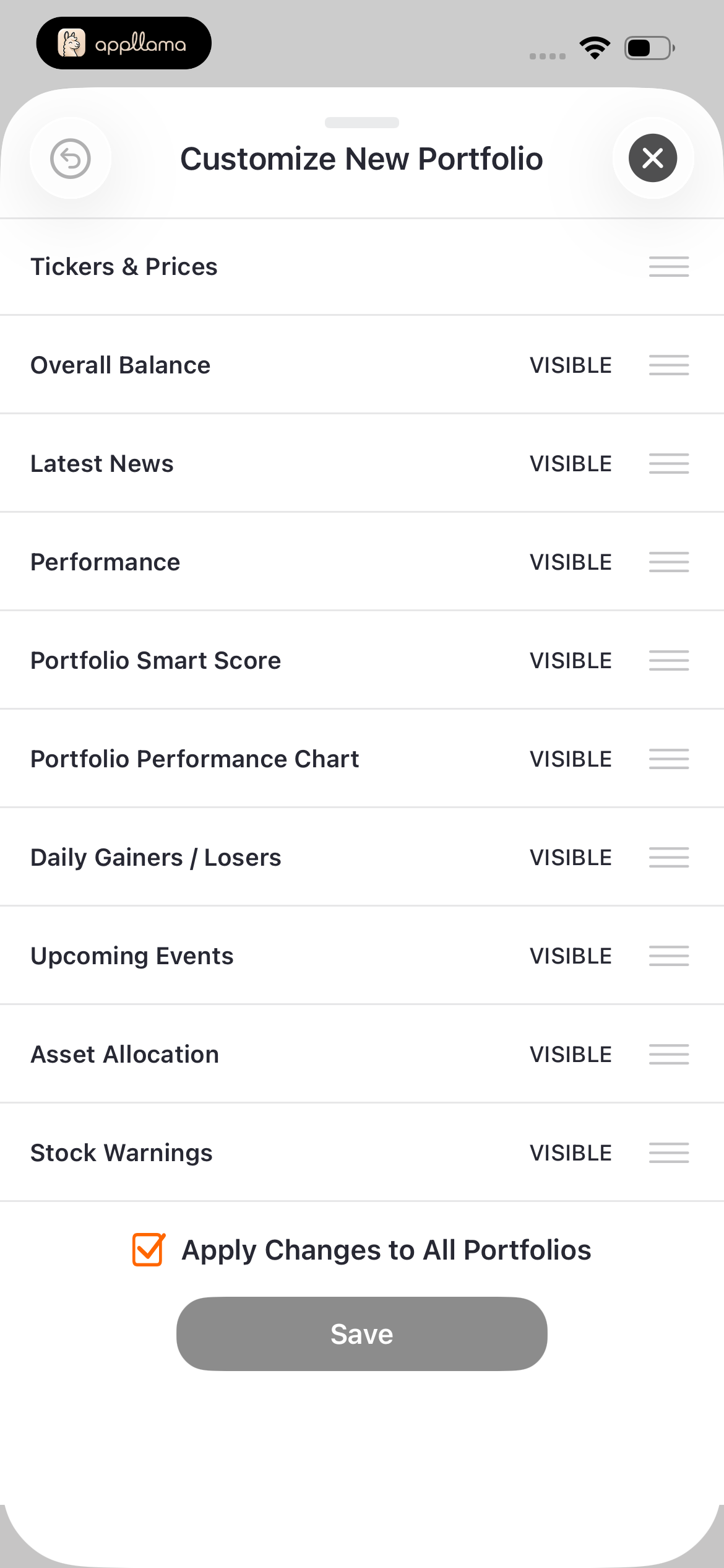 Portfolio Layout Settings