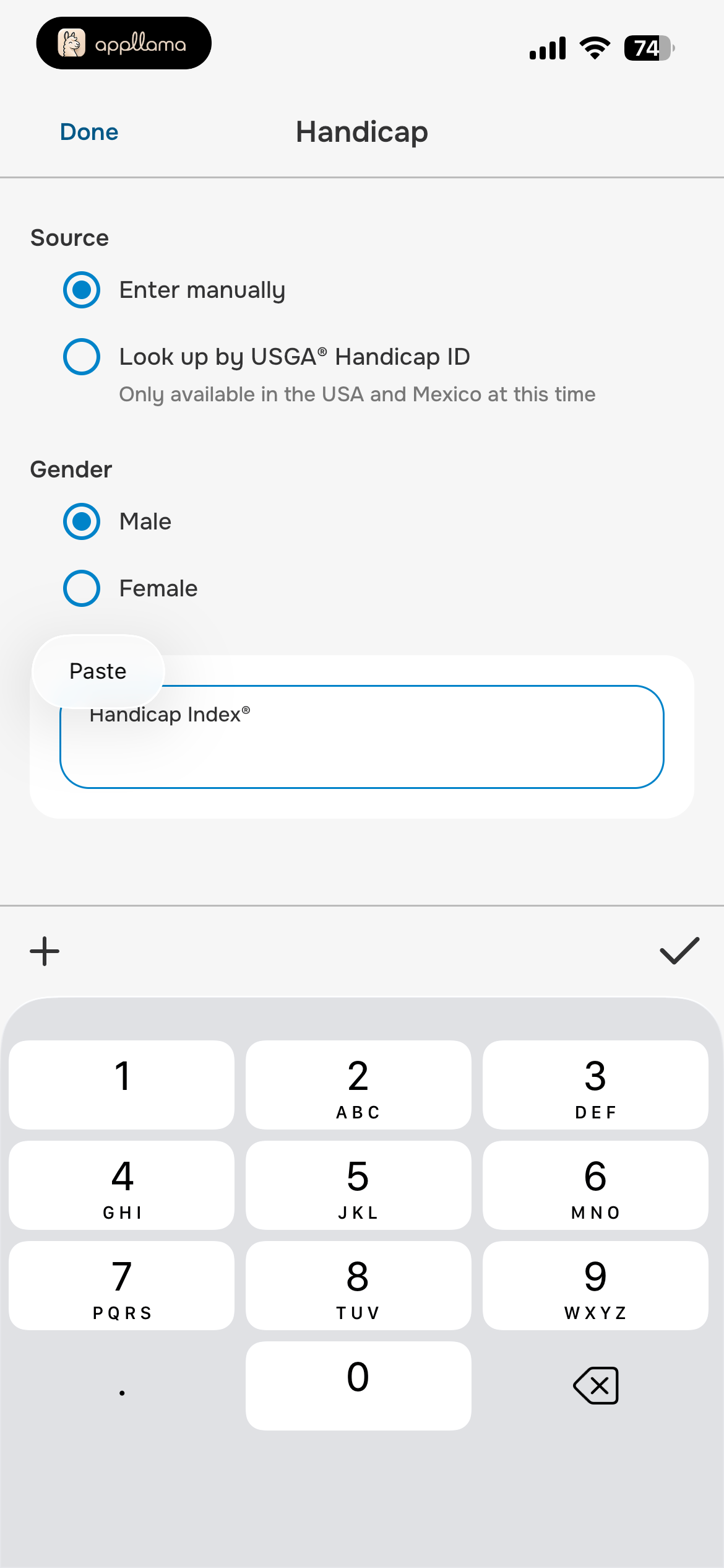 Handicap Setup