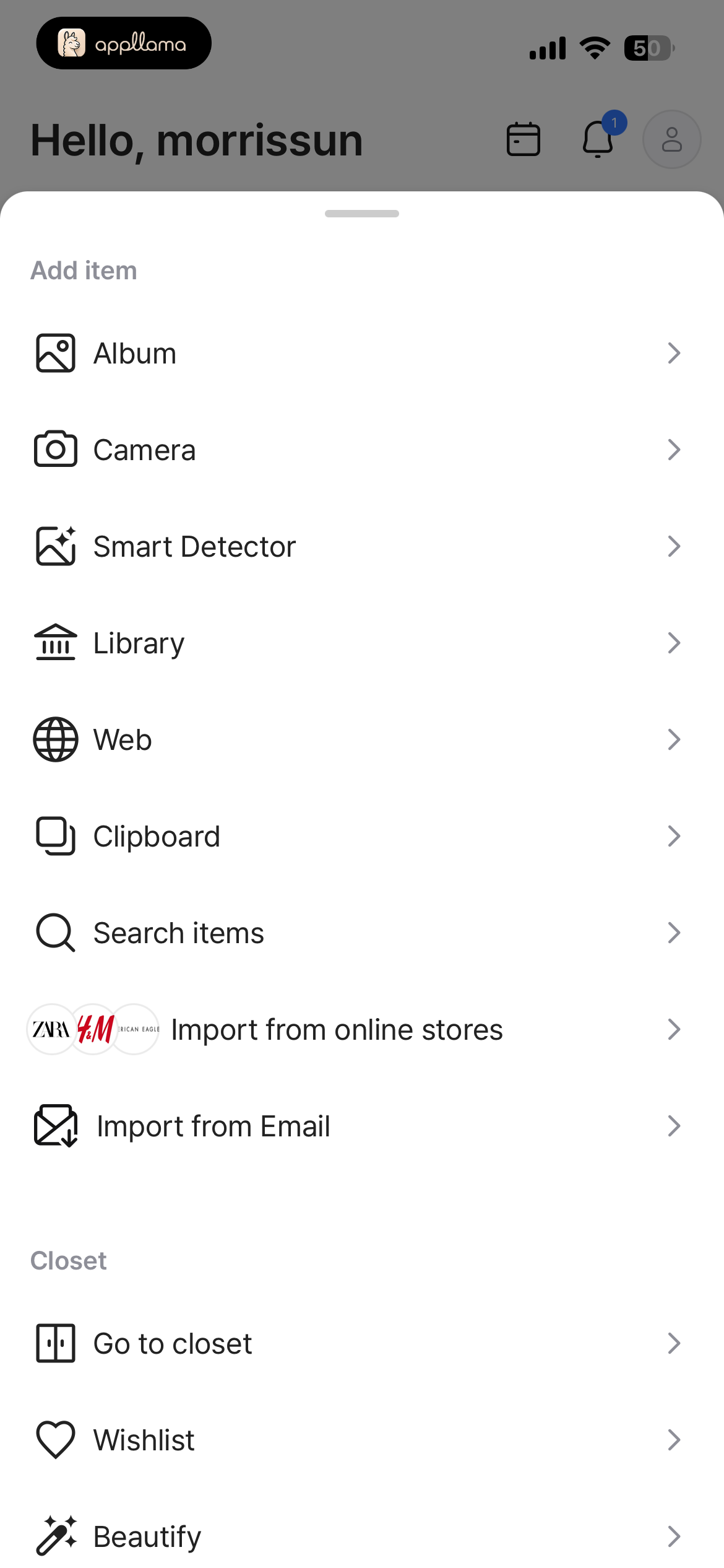 Main Menu - Add Items