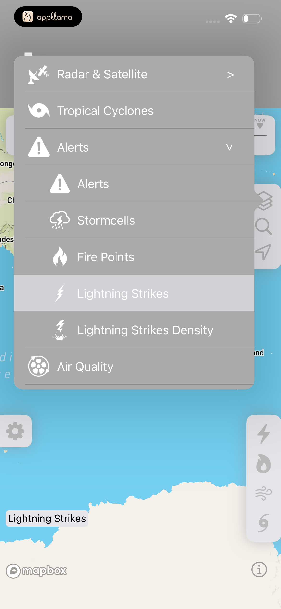 Weather Layer Menu