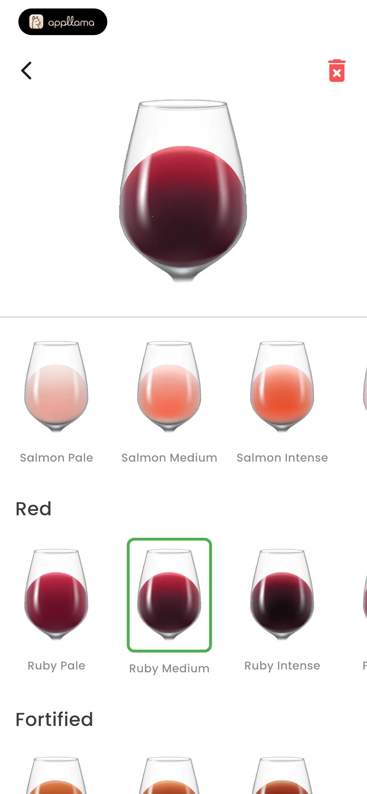 Selected Wine Color