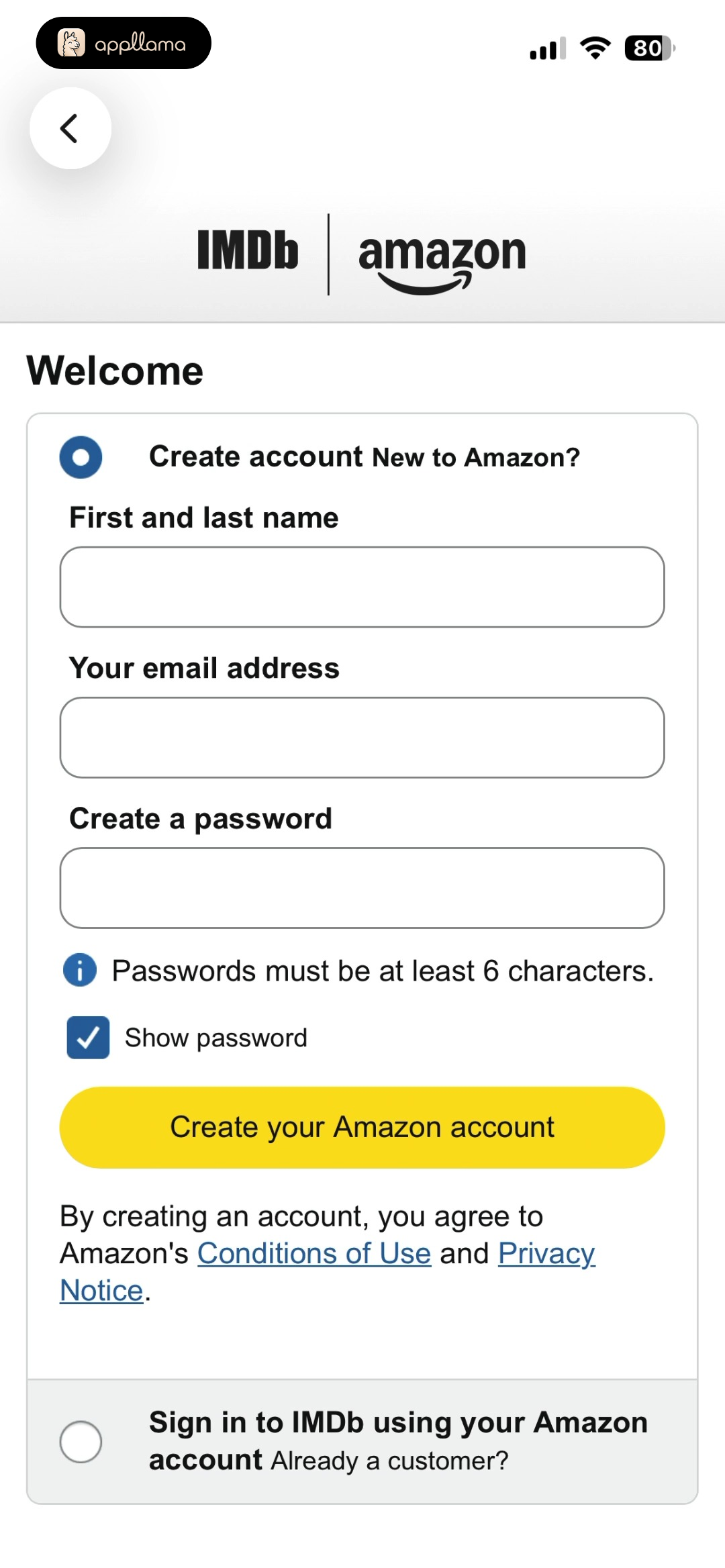 Create Account Form