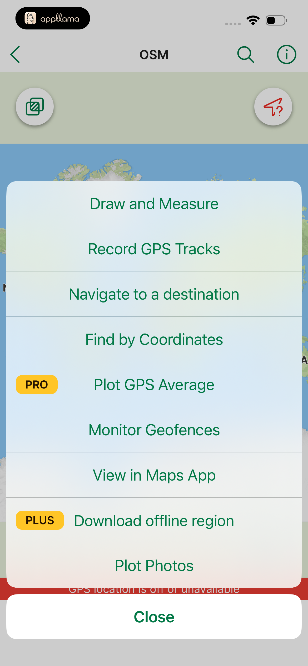 Map Tools Menu