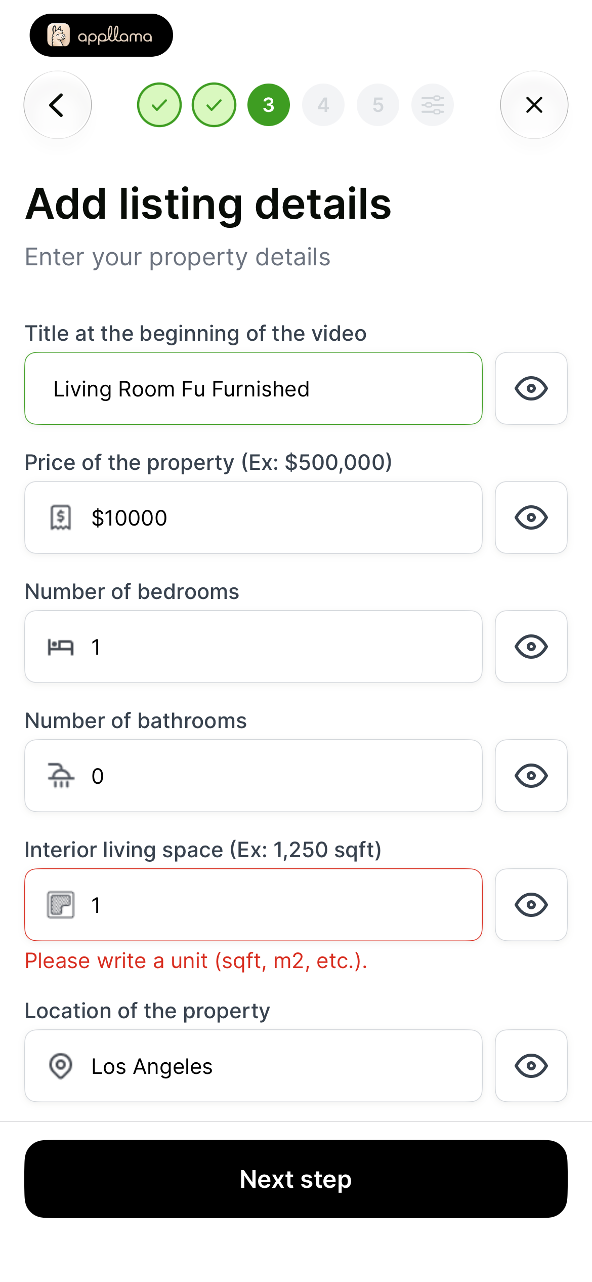 Add Listing Details
