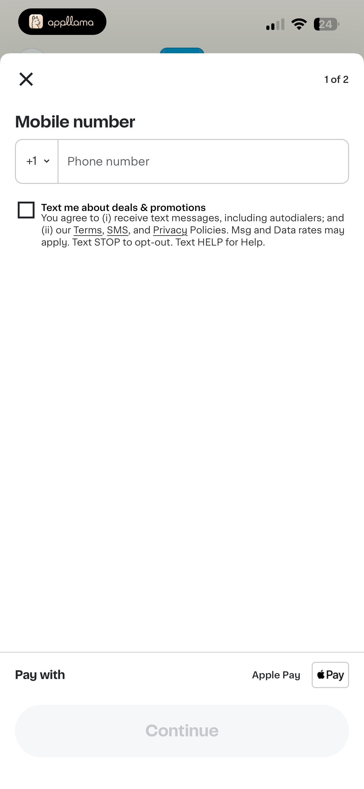 Mobile Number Entry