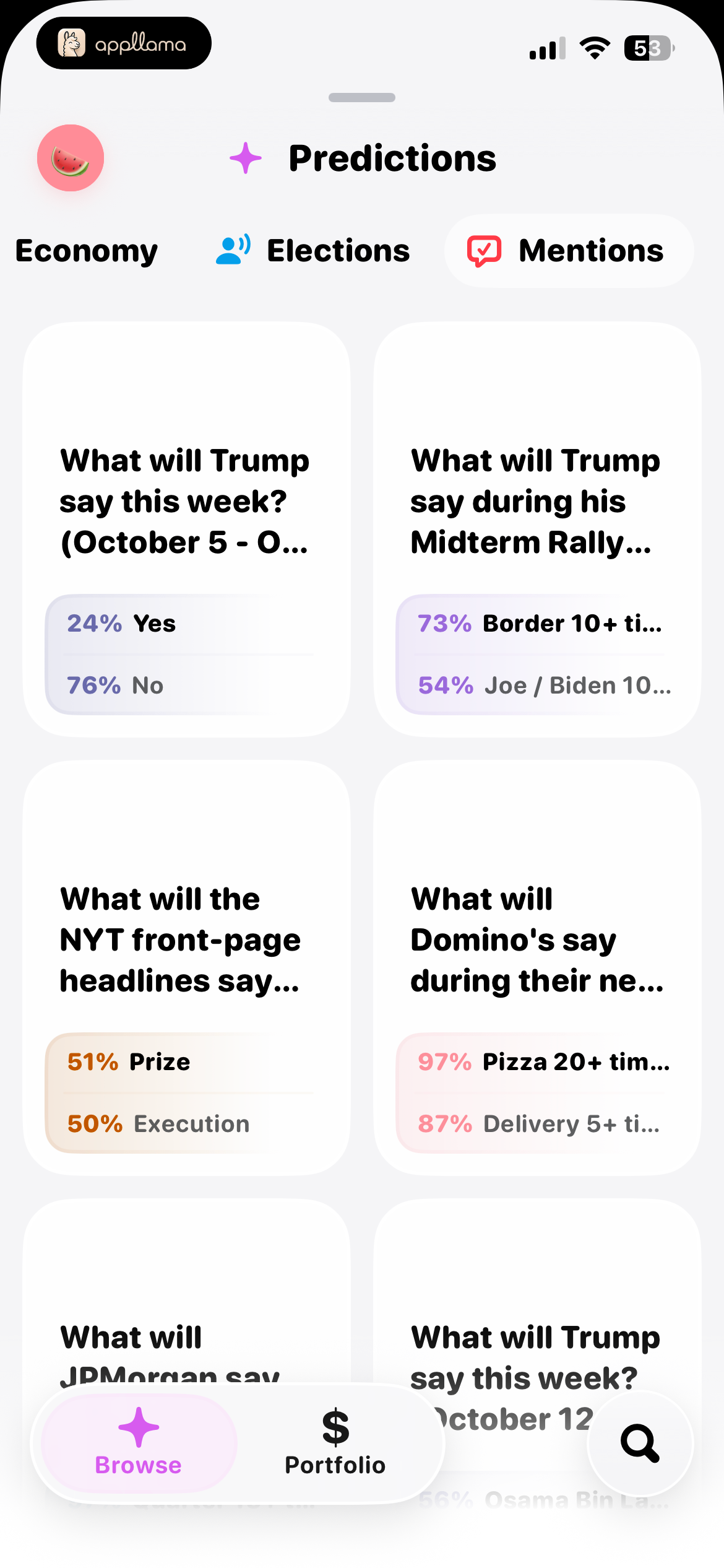 Mentions Predictions Browse